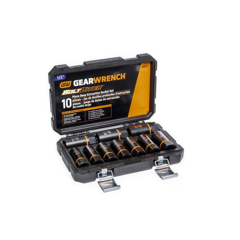86071 Bolt Biter 1/2 in. Drive SAE/Metric Deep Extraction Socket Set (10-Piece)