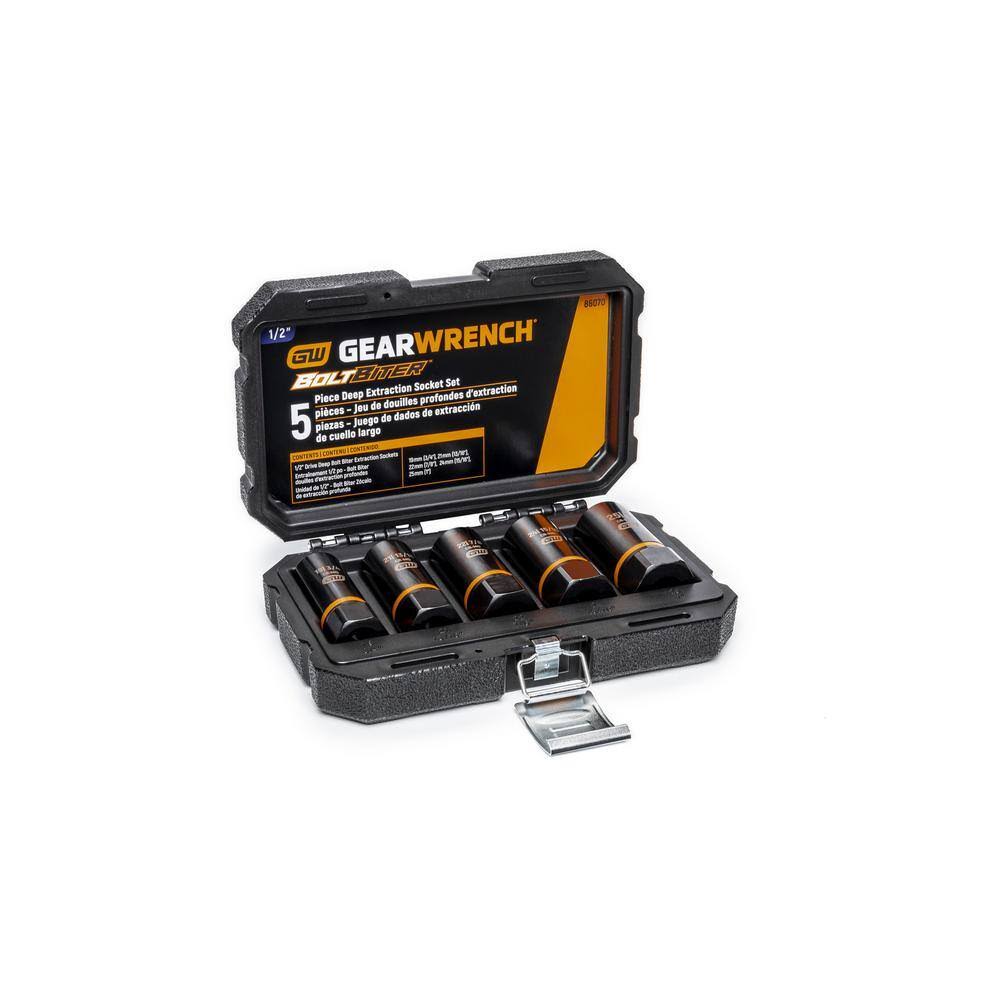86070 Bolt Biter 1/2 in. Drive SAE/Metric Deep Extraction Socket Set (5-Piece)