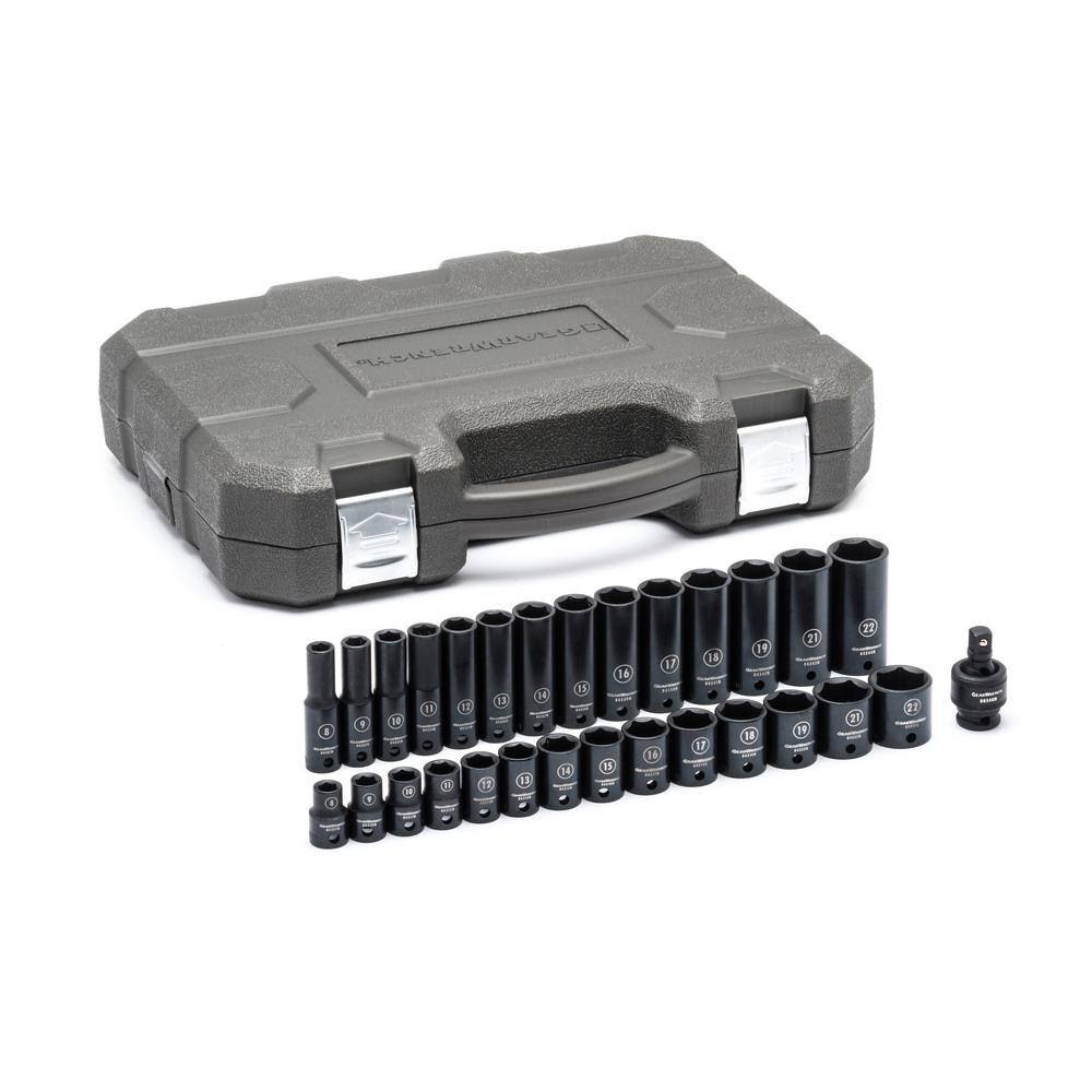 84925N 3/8 in. Drive 6-Point Metric Standard   Deep Impact Socket Set (29-Piece)
