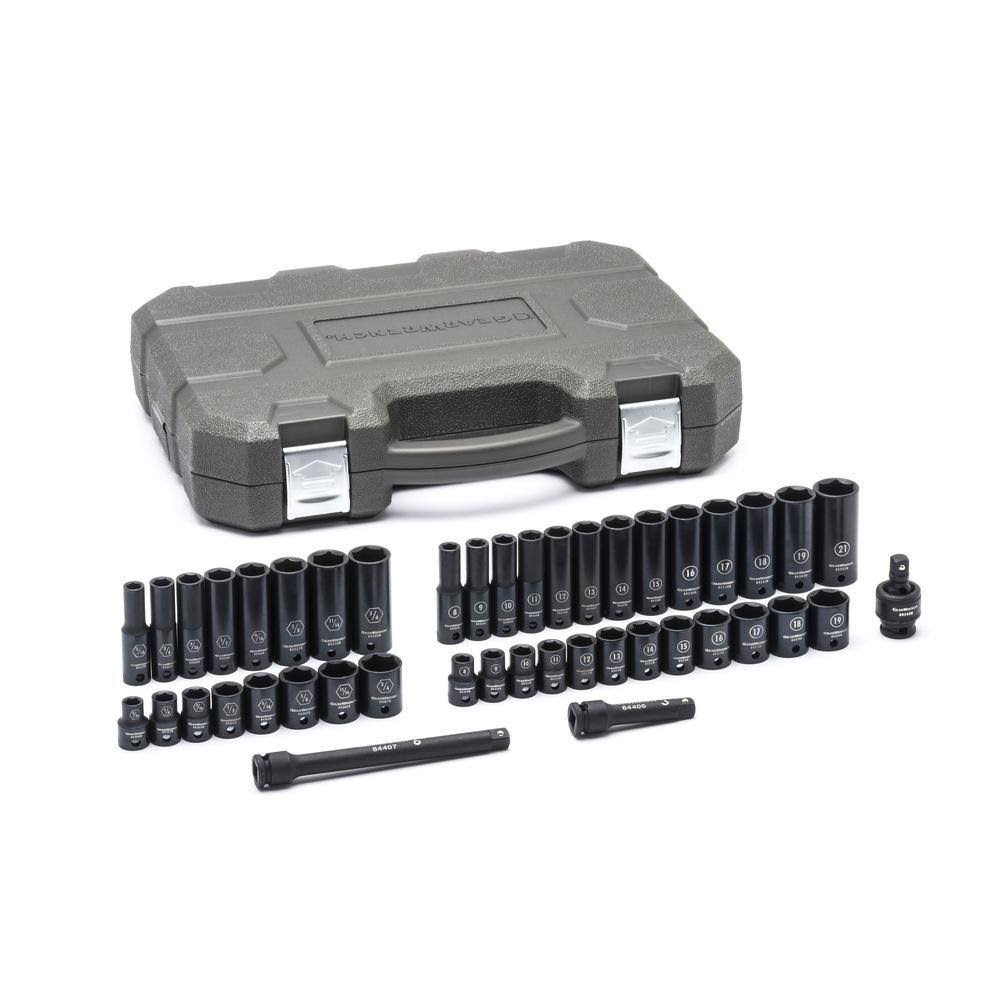 84916N 3/8 in. Drive 6-Point SAE/Metric Standard and Deep Impact Socket Set (44-Piece)