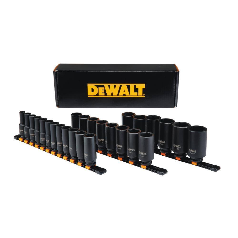 DWMT19242 1/2 in. Drive Metric Deep Impact Socket Set (26-Piece)