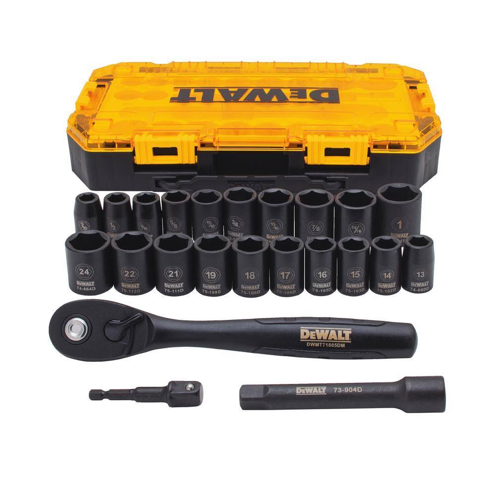 DWMT74739 1/2 in. Drive Metric Socket Set with Ratchet (23-Piece)