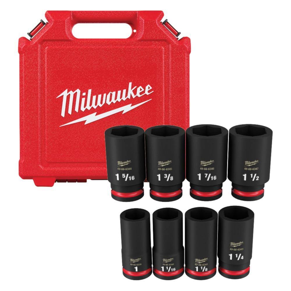 SHOCKWAVE 3/4 in. Drive SAE Deep Well Impact 6 Point Impact Socket Set (8-Piece)