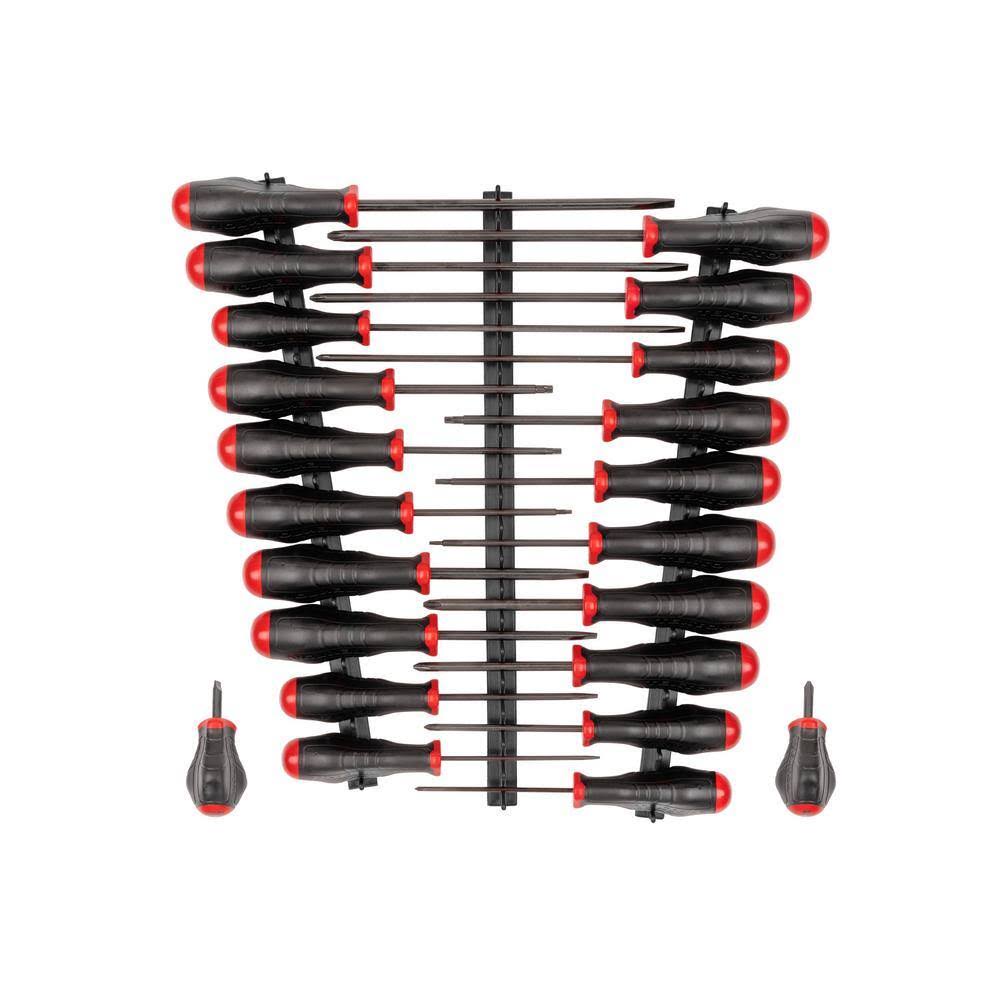 DRV41507 High-Torque Black Oxide Blade Screwdriver Set with Black Rails, 22-Piece (#0-#3,1/8-5/16 in., T10-30)
