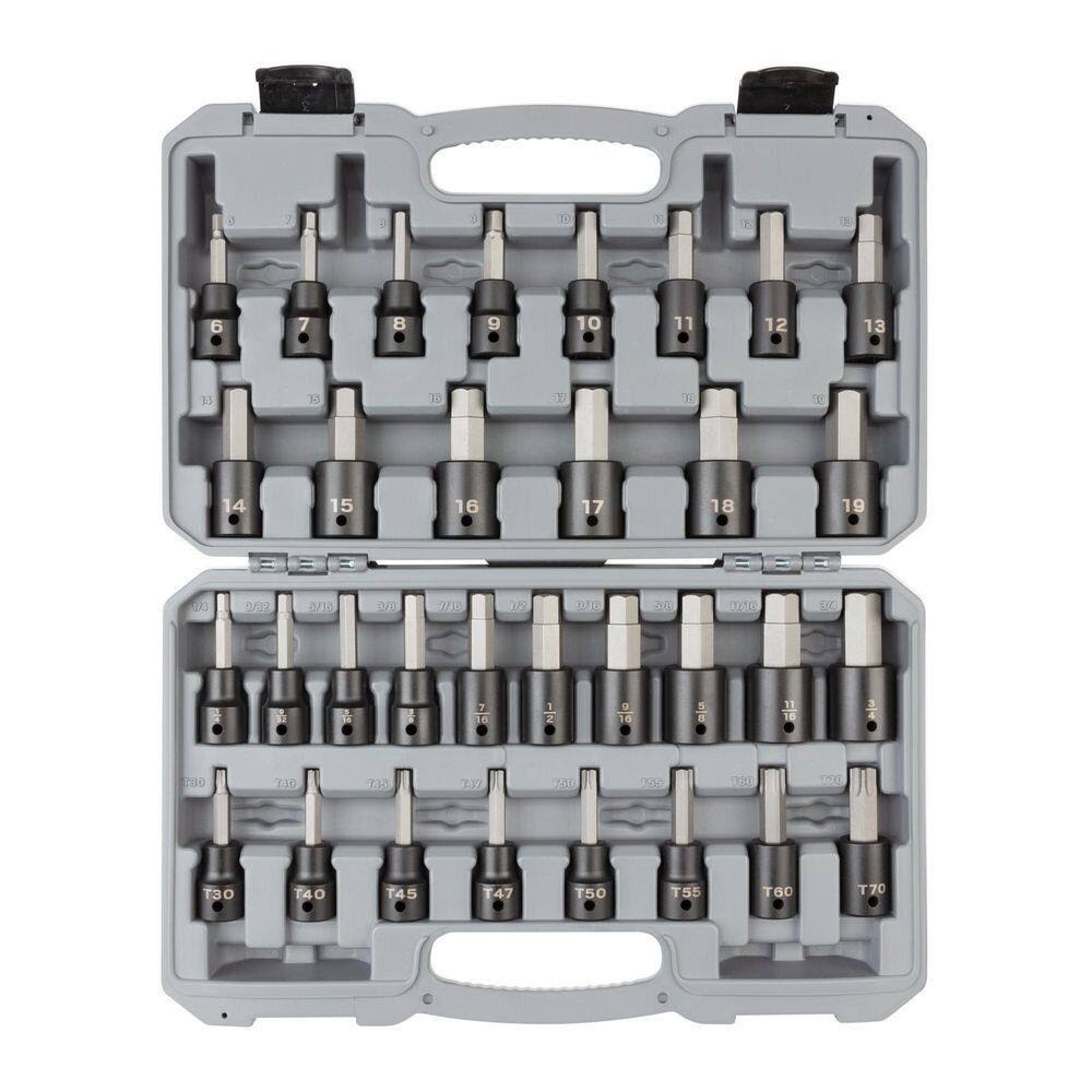 SIB92312 1/2 in. Drive Hex/Torx Bit Impact Socket Set, 32-Piece (1/4-3/4 in., 6-19 mm, T30-T70)