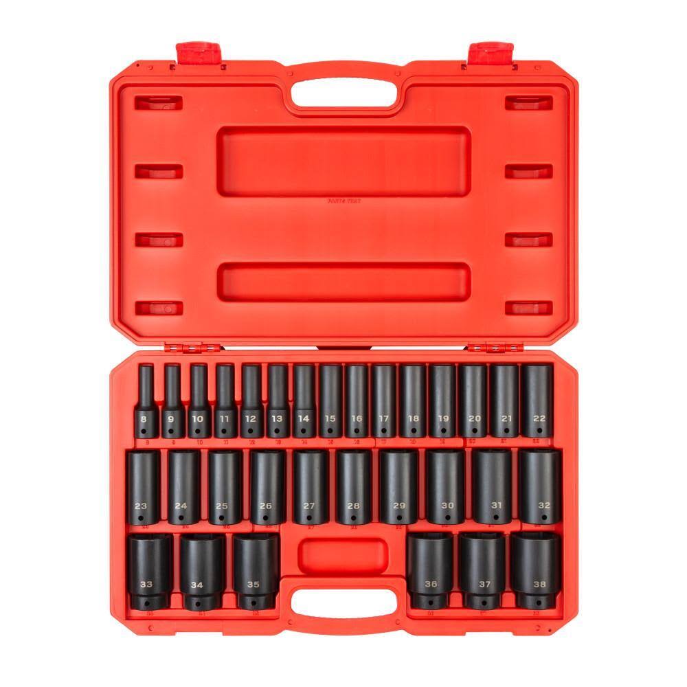 SID92335 1/2 in. Drive Deep 6-Point Impact Socket Set, 31-Piece (8 mm   38 mm)