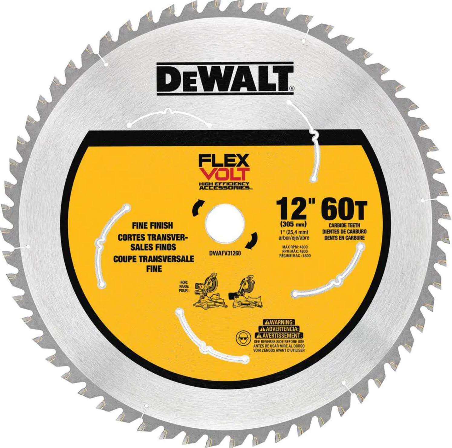DWAFV31260 VOLT 12 in. 60-Teeth Carbide-Tipped Miter Saw Blade
