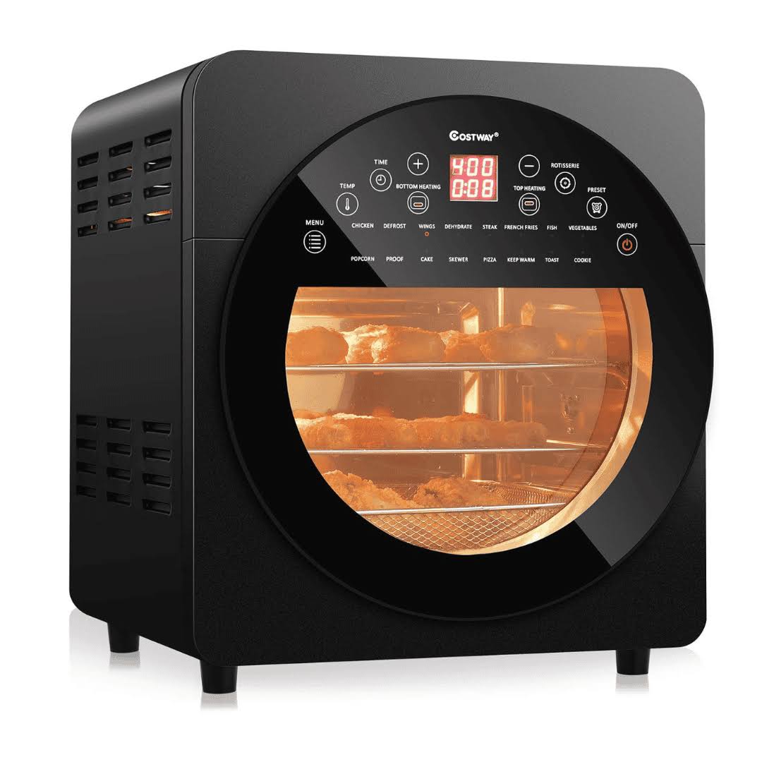 16-in-1 Air Fryer 15.5 qt Toaster Rotisserie Dehydrator Oven   Black