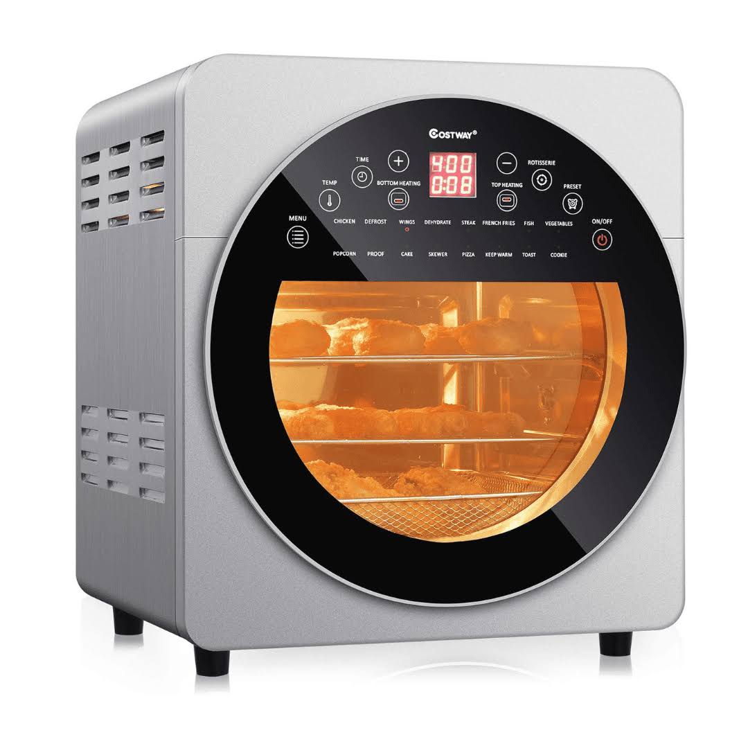 16-in-1 Air Fryer 15.5 qt Toaster Rotisserie Dehydrator Oven   Silver