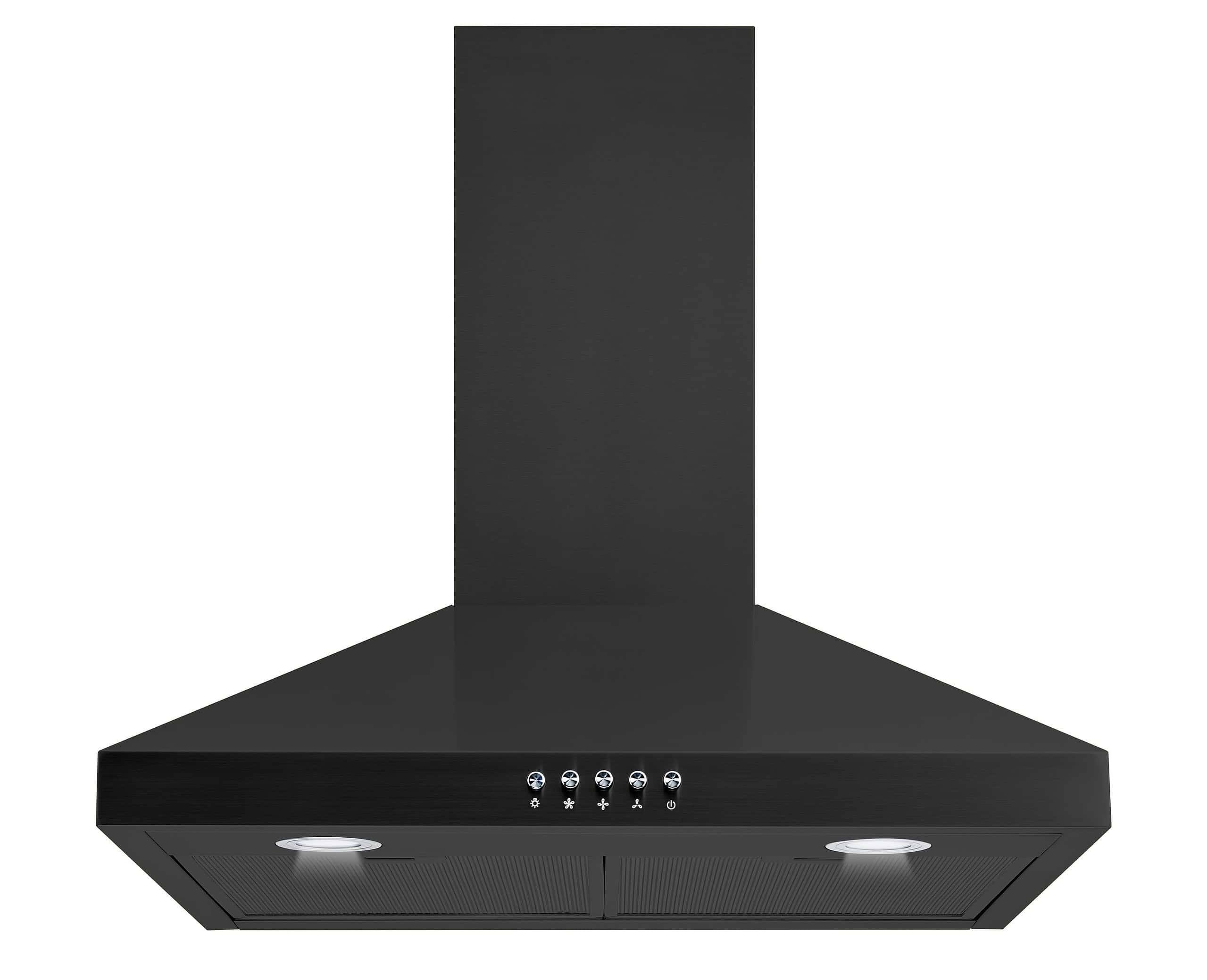 Winflo 30-in 284-CFM Convertible Black Wall-Mounted Range Hood