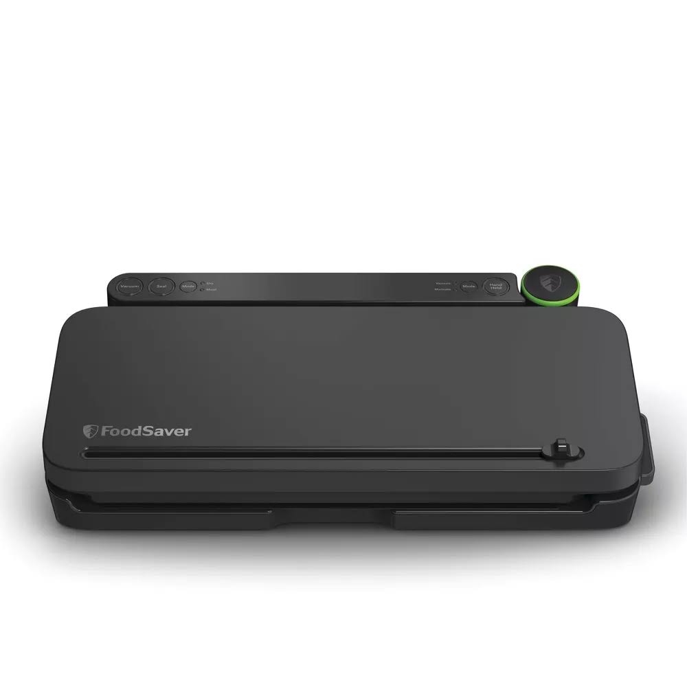 FoodSaver Premier Vacuum Sealer with Dry/Moist/Marinate Modes, Roll Storage and Cutter Bar, and Bags and Roll Starter Kit   Black