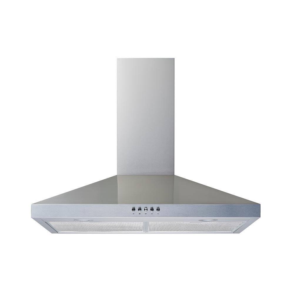 Winflo 1002707494 30 in. Convertible Wall Mount Range Hood in Stainless Steel with Mesh Filters and Push Button Control