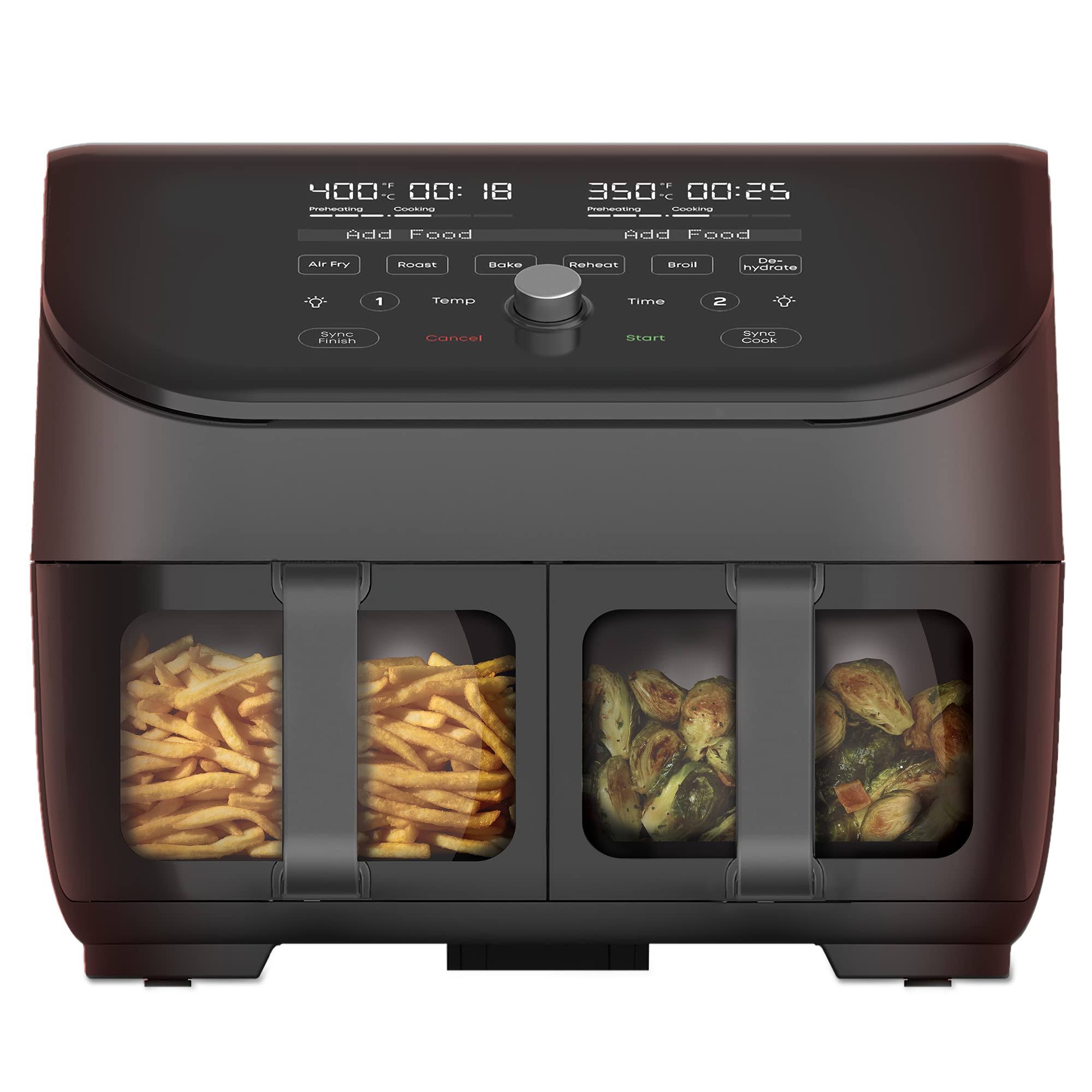 Vortex Plus XL 8QT ClearCook Air Fryer, Clear Windows, Custom Programming, 8-in-1 Functions that Crisps, Black