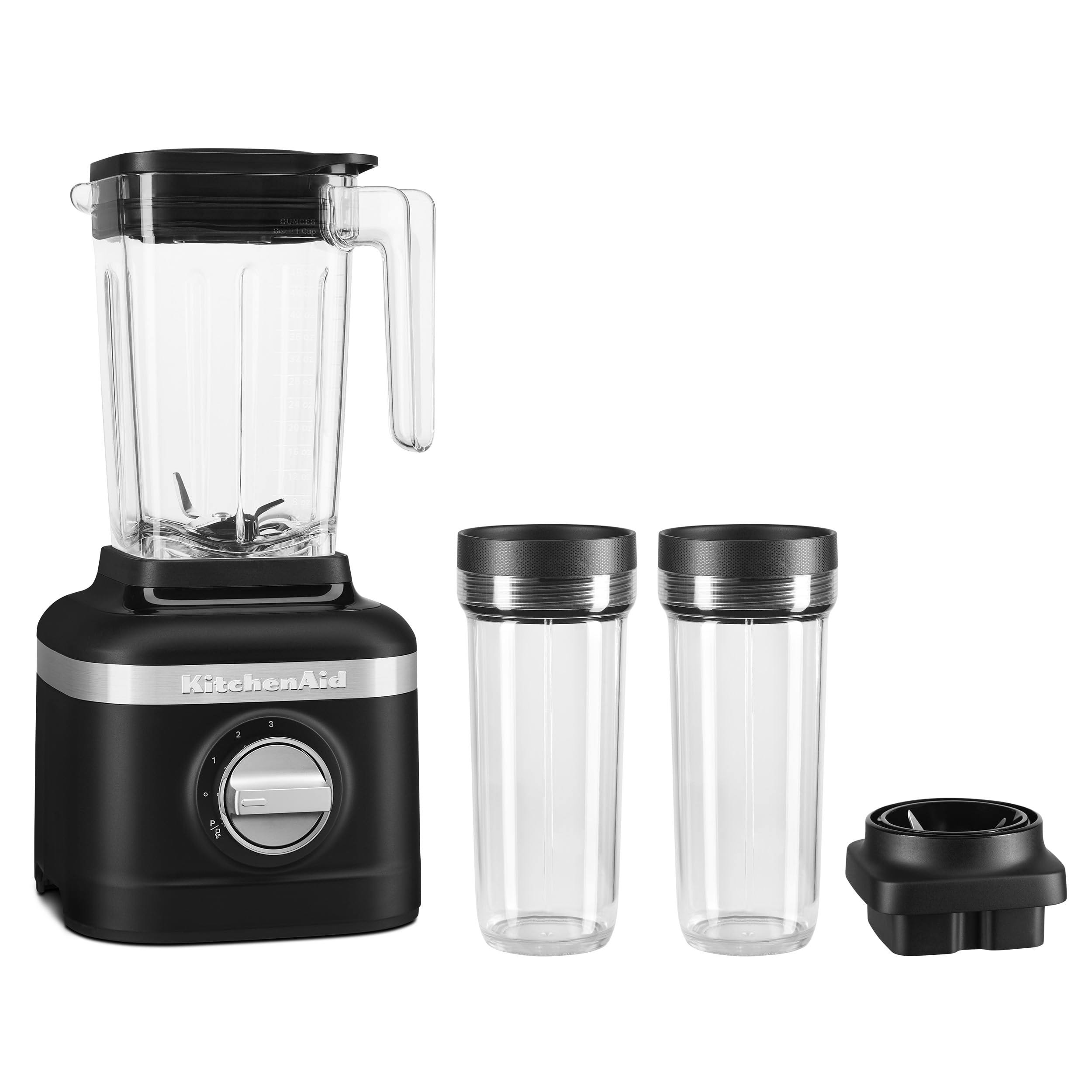 K150 3 Speed Ice Crushing Blender with 2 Personal Blender Jars   KSB1332Y, Black Matte, 48 oz