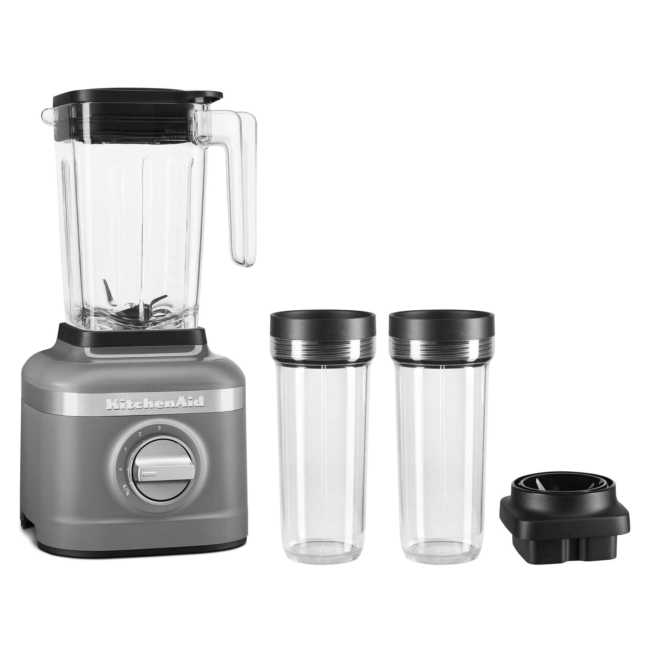 K150 3 Speed Ice Crushing Blender with 2 Personal Blender Jars   KSB1332Y   Matte Charcoal Grey, Dark Grey, 48 oz