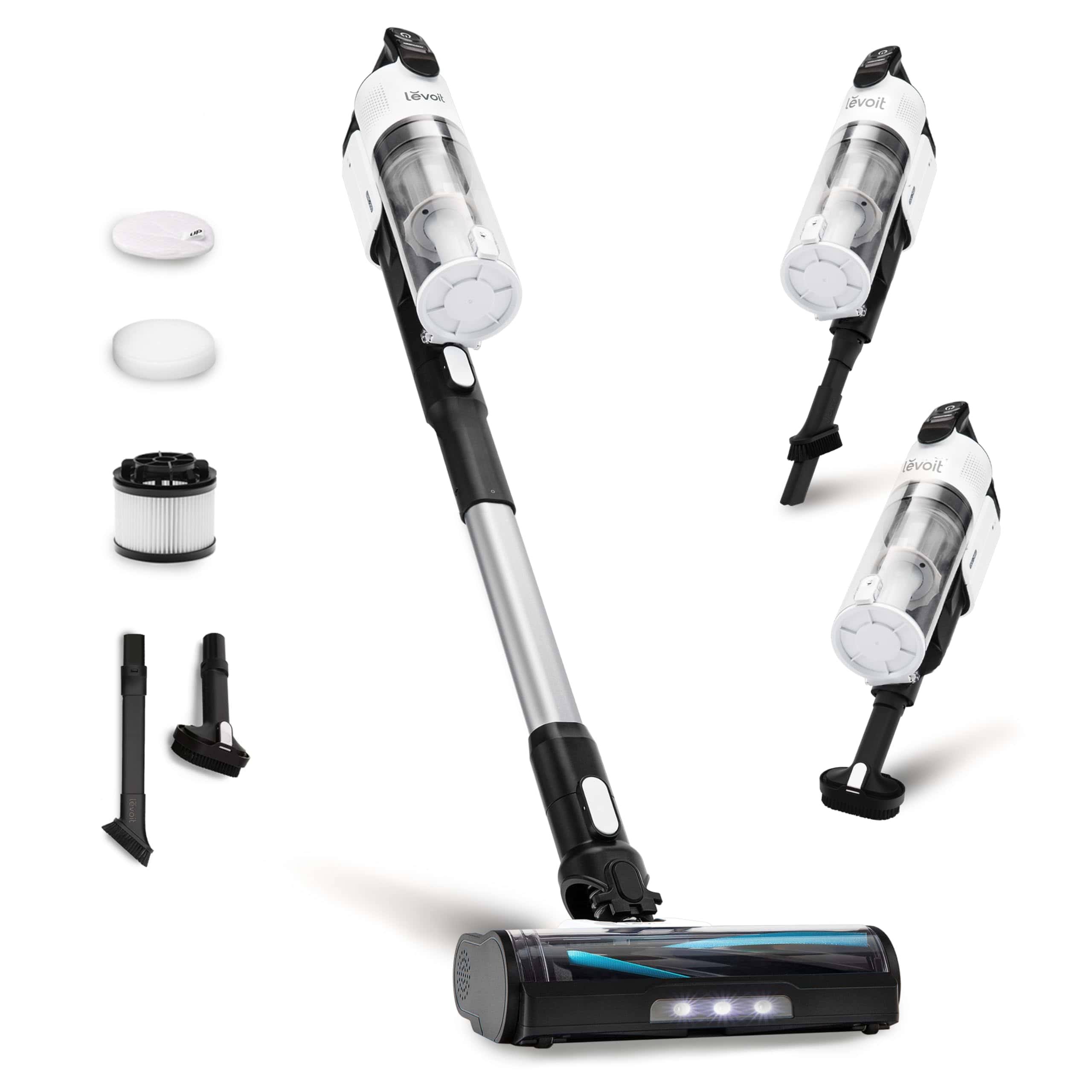 Cordless Vacuum Cleaner, Stick Vac with Tangle-Resistant Design, Black   White