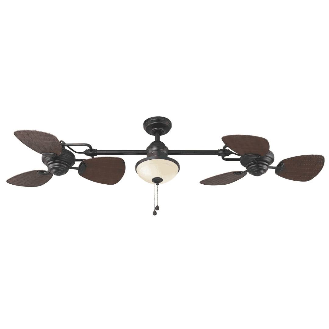 Harbor Breeze Twin Breeze II 74-in Oil Rubbed Bronze LED Indoor/Outdoor Ceiling Fan with Light (6-Blade)