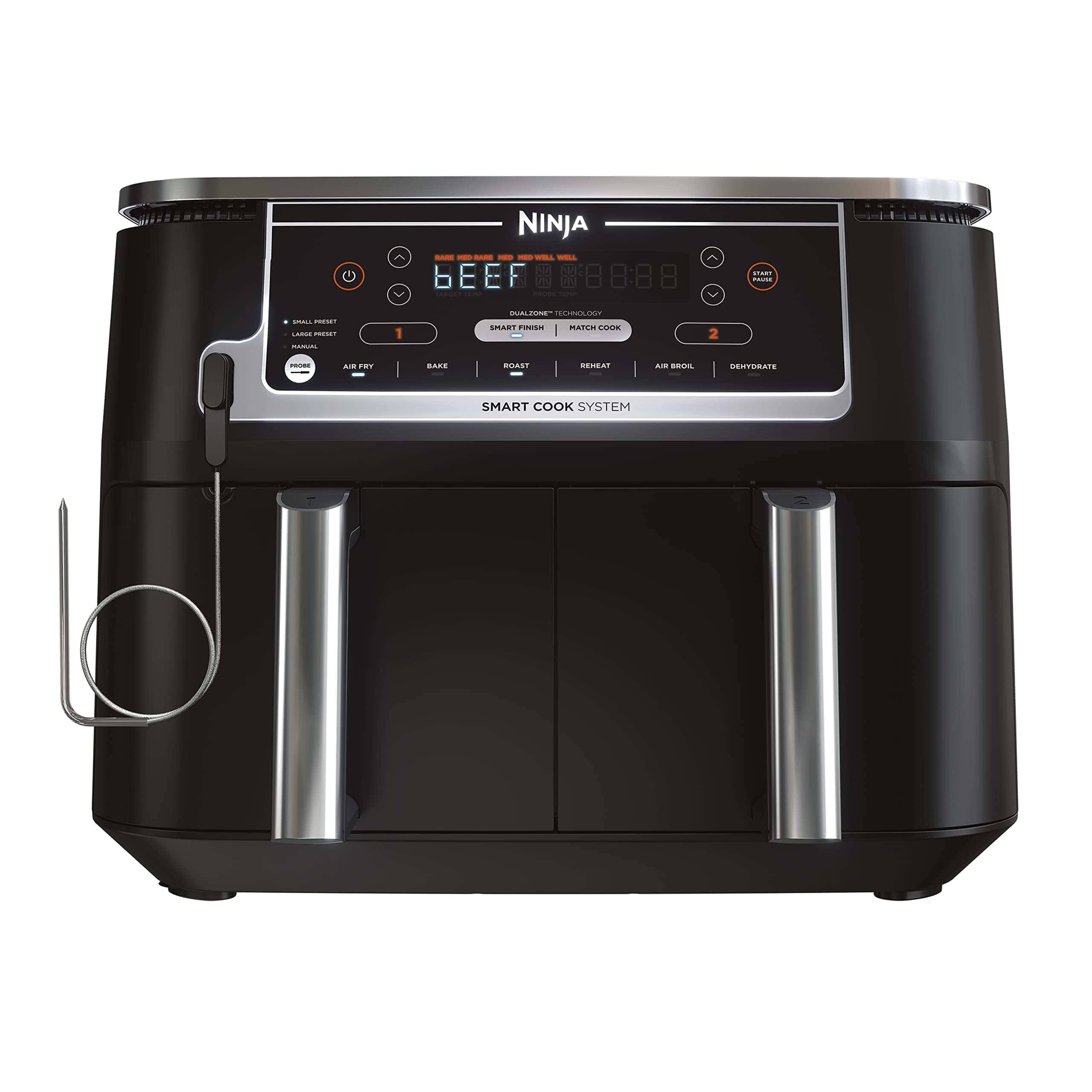 DZ550 Foodi 10 Quart 6-in-1 DualZone Smart XL Air Fryer with 2 Independent Baskets, Grey