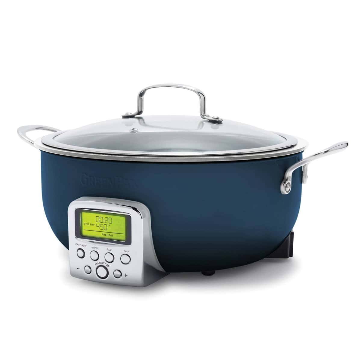 GreenPan 15.83 W Elite Ceramic Nonstick Essential Smart Electric Skillet 6-quart