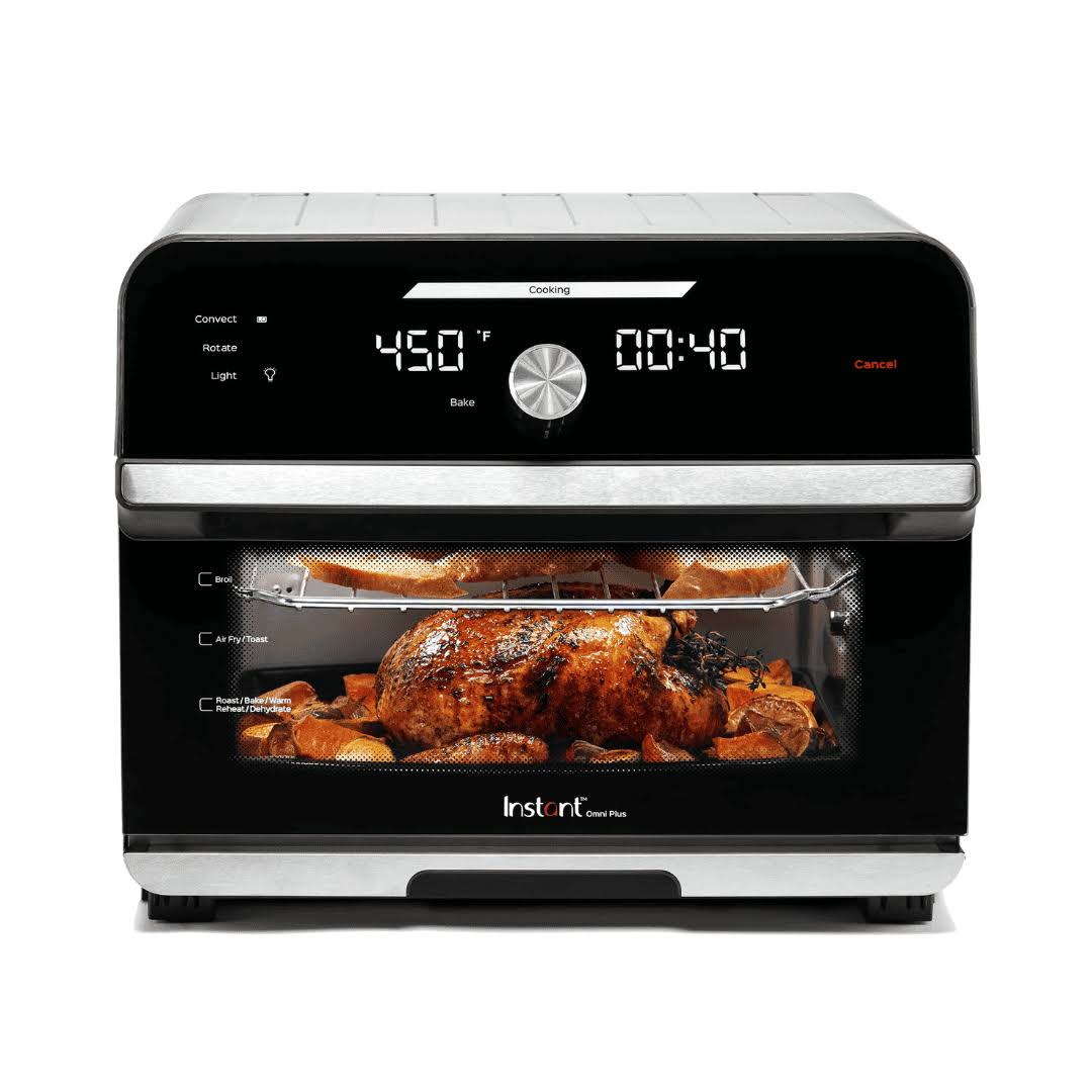 Omni Plus 19QT/18L Toaster Oven Air Fryer, 10-in-1 Functions, Black