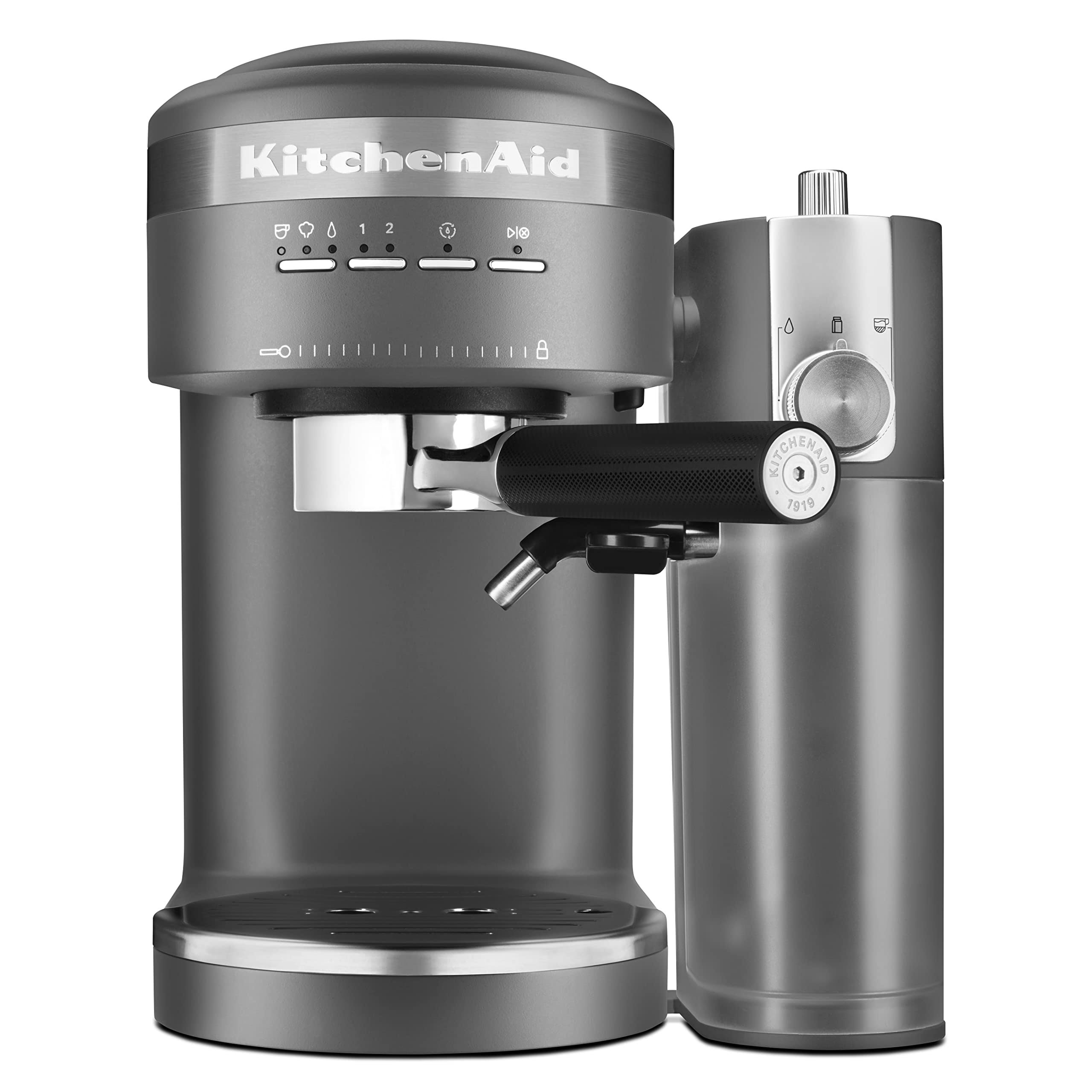KES6404DG Semi-Automatic Espresso Machine and Automatic Milk Frother Attachment, Charcoal Grey