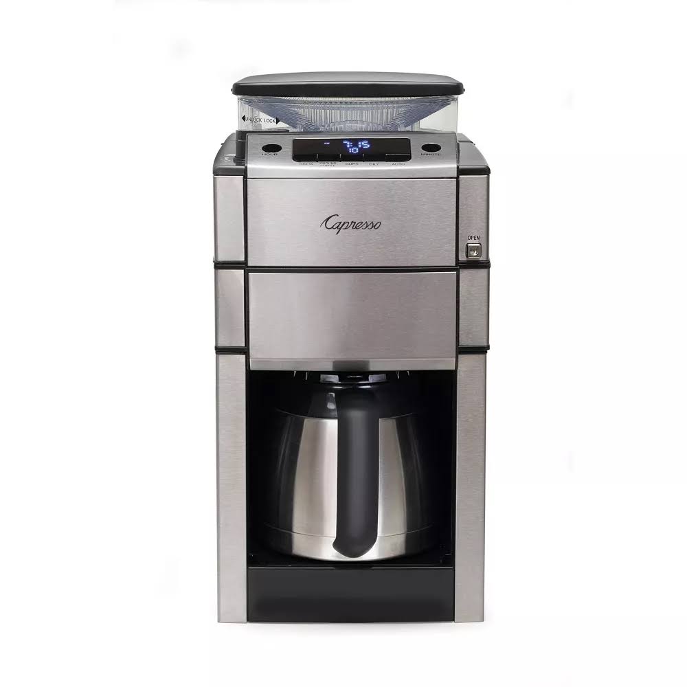 Capresso 488.05 10-Cup Coffee Maker with Burr Grinder/Thermal Carafe – Stainless Steel CoffeeTEAM