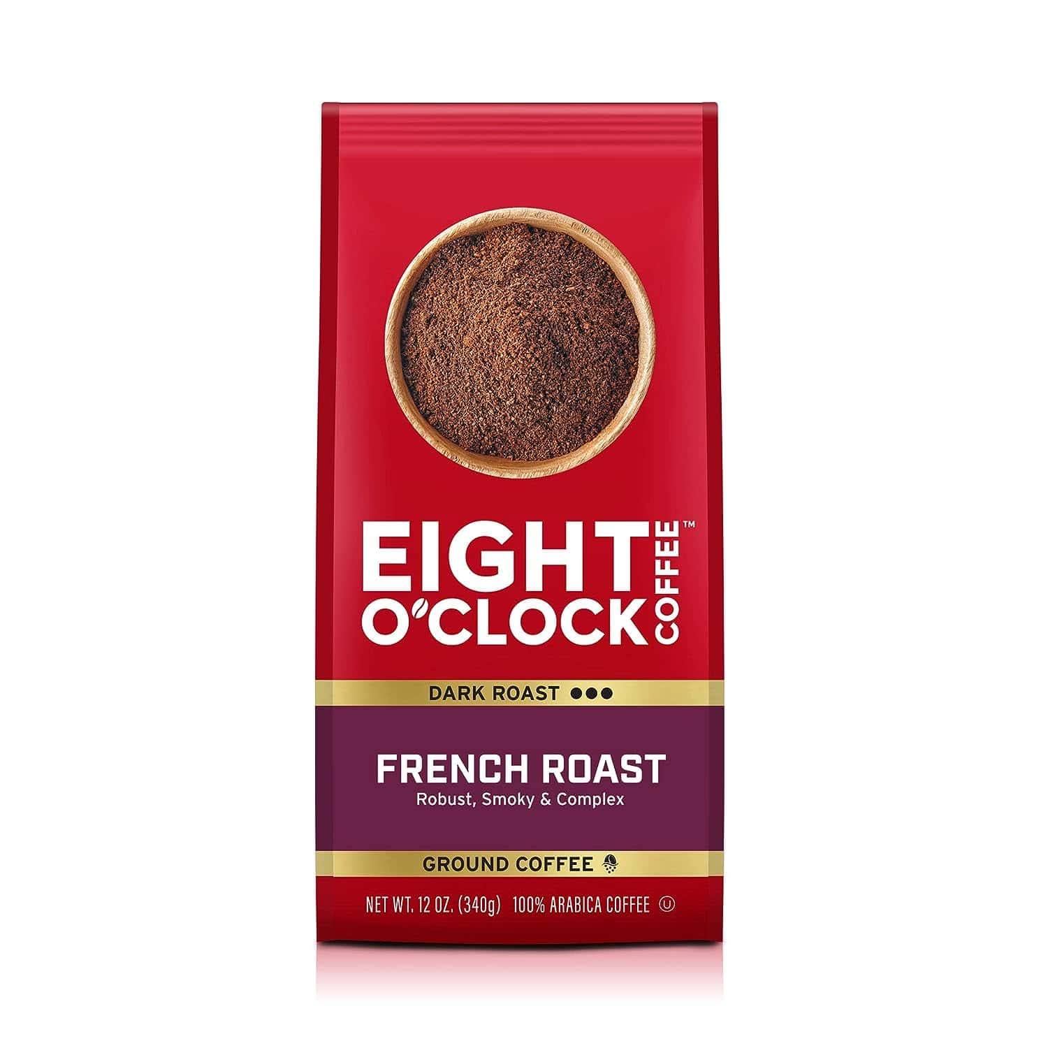 Eight O Clock Coffee French Roast, Dark Roast, Ground Coffee, 12 Ounce (Pack of 6), Kosher Certified
