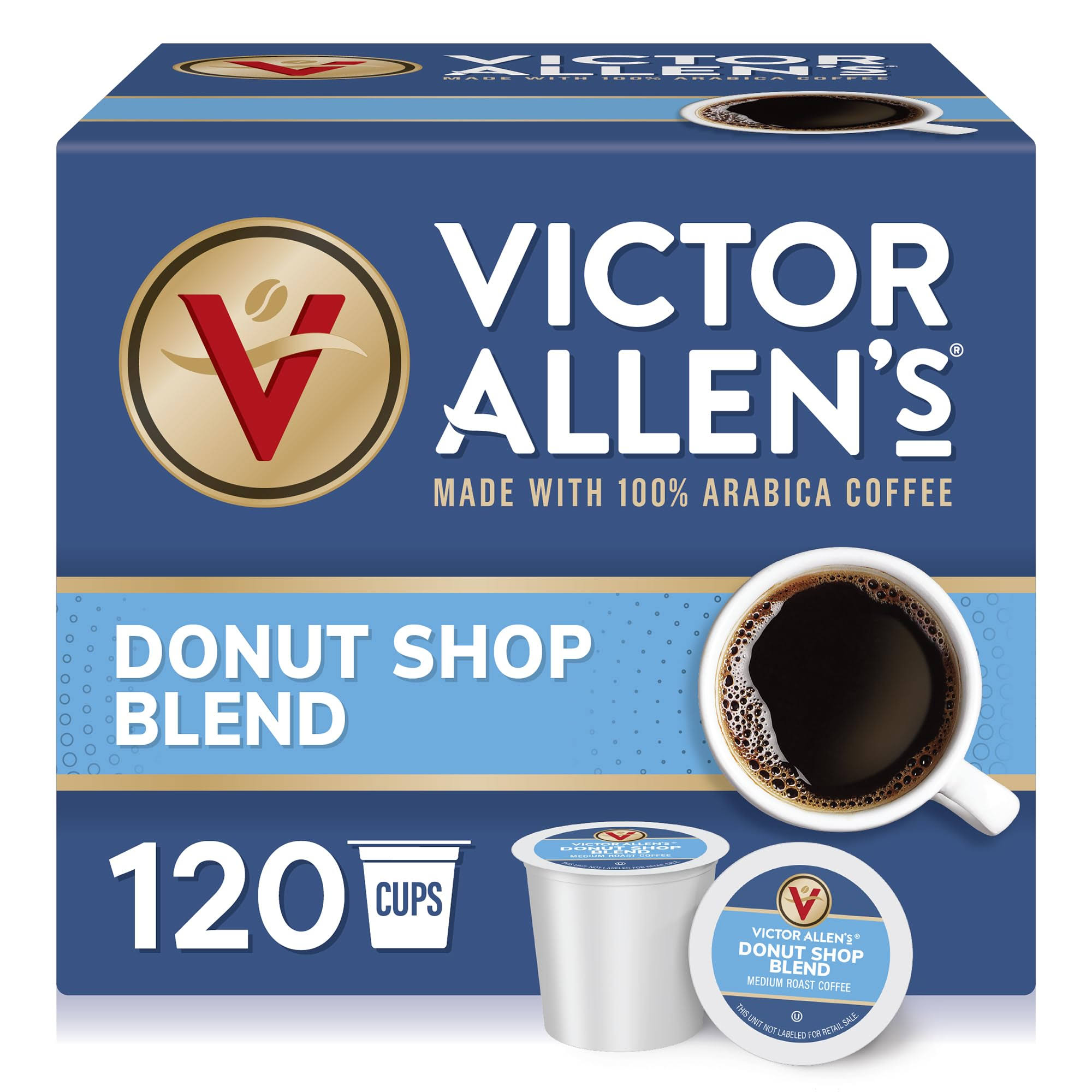 Victor Allen s Coffee Donut Shop Blend, Medium Roast, 120 Count, Single Serve Coffee Pods for  K-Cup Brewers