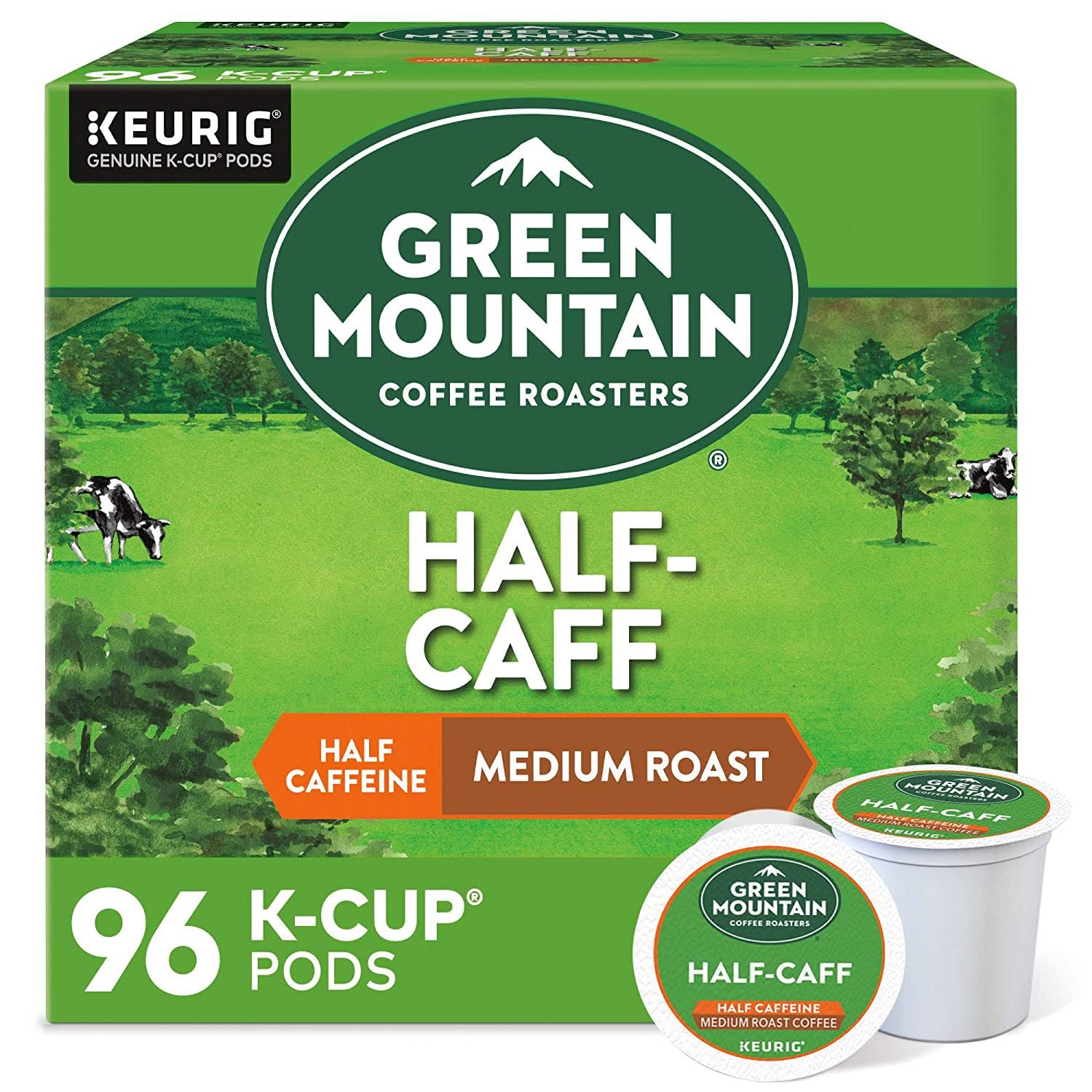 Green Mountain Coffee Roasters Half Caff, Single-Serve  K-Cup Pods, Medium Roast Coffee, 96 Count