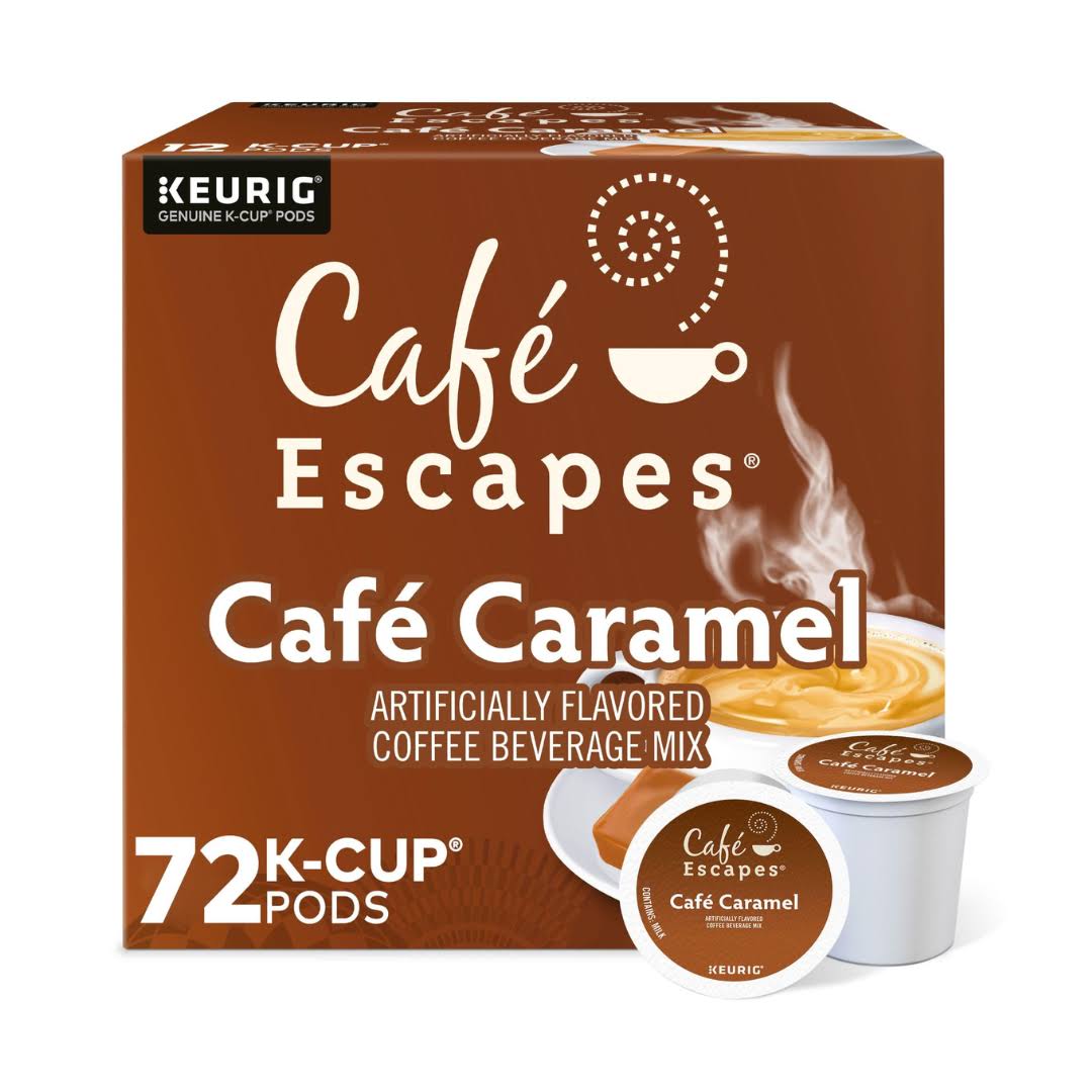 Cafe Escapes Cafe Caramel  Single-Serve K-Cup Pods, 72 Count (6 Packs of 12)