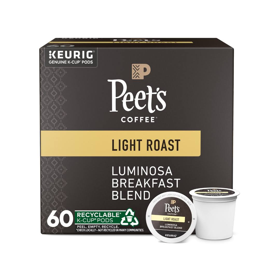 Peet s Coffee, Light Roast K-Cup Pods for  Brewers   Luminosa Breakfast Blend, 10 Count (Pack of 6)
