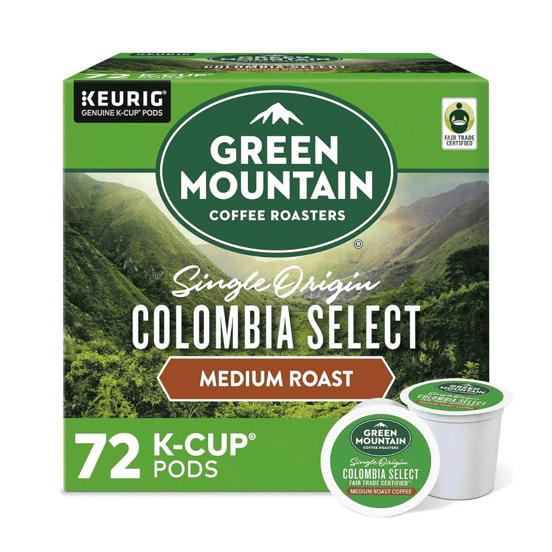 Green Mountain Coffee Roasters Colombia Select, Single-Serve  K-Cup Pods, Medium Roast Coffee, 12 Count (Pack of 6)   Packaging May Vary