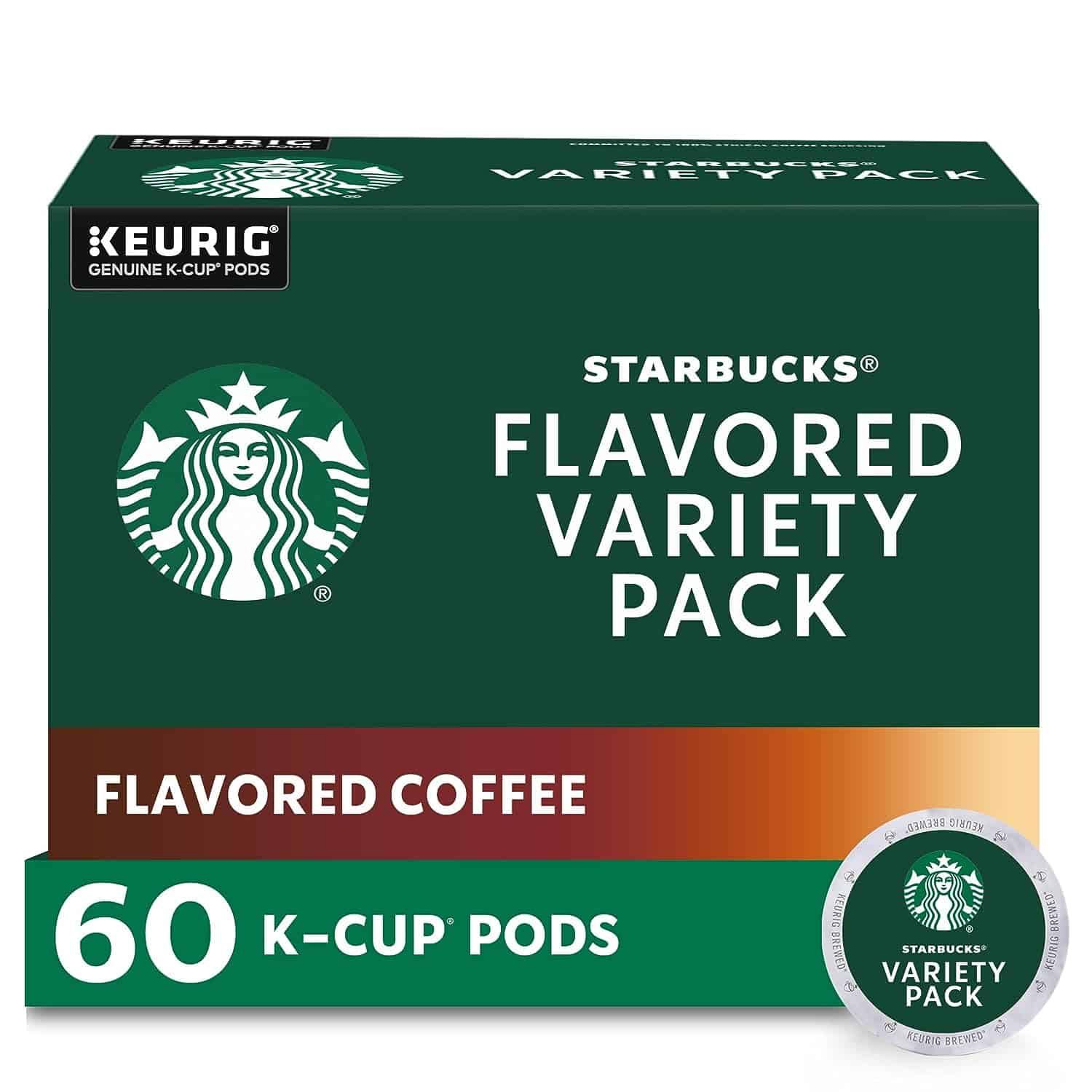 Starbucks K-Cup Coffee Pods Flavored Coffee Variety Pack No Artificial Flavors Arabica 6 boxes (60 pods total)