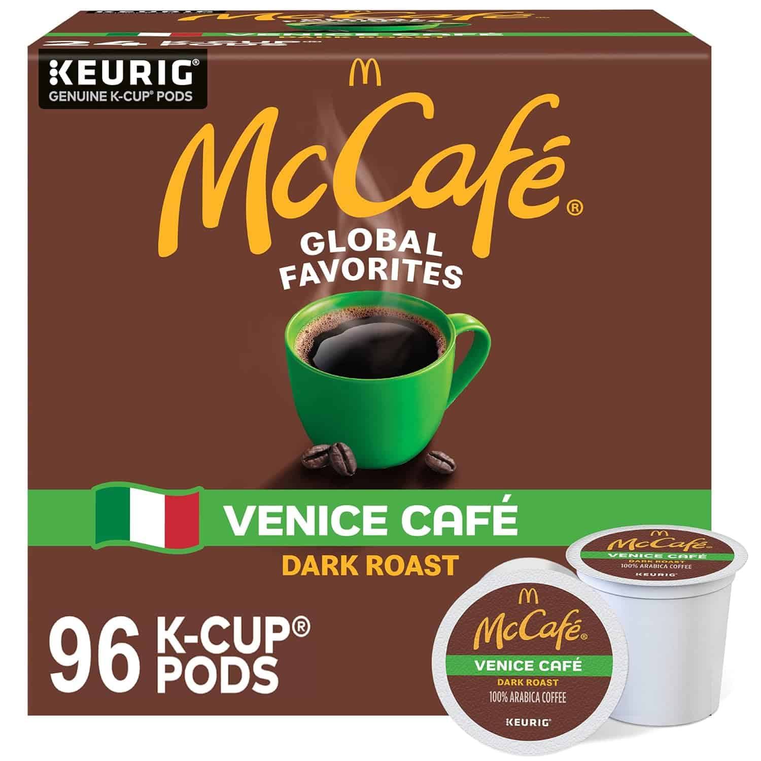 McCafe Venice Cafe, Single Serve Coffee  K-Cup Pods, Dark Roast Coffee, 96 Count (4 Packs of 24)