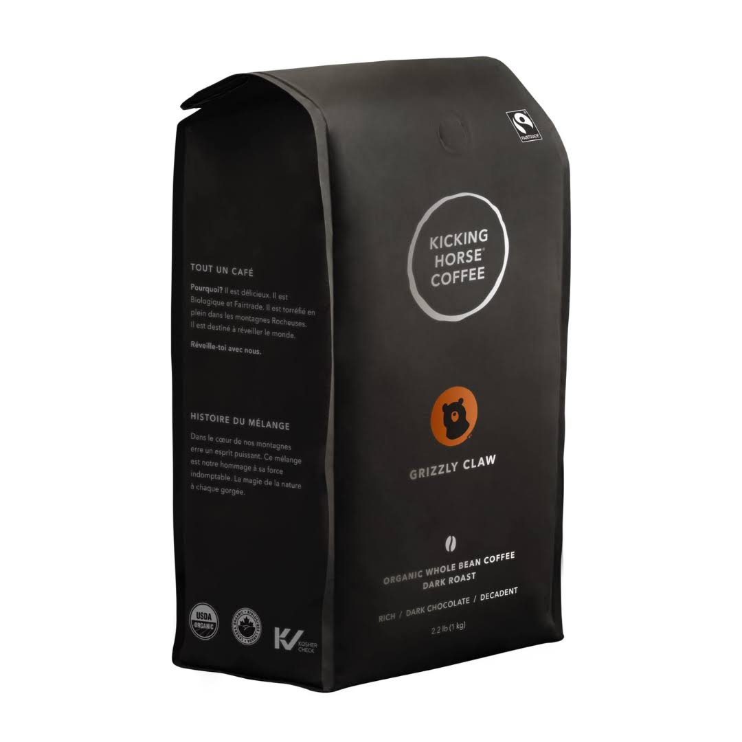 Kicking Horse Coffee, Grizzly Claw, Dark Roast, Whole Bean, 2.2 Pound   Certified Organic, Fairtrade, Kosher Coffee