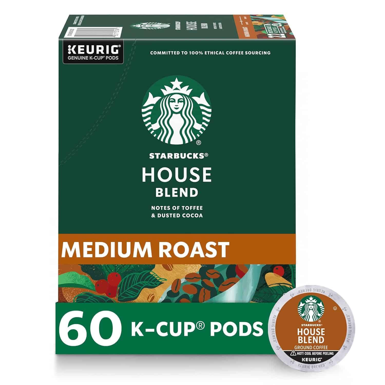 Starbucks K-Cup Coffee Pods—Medium Roast Coffee—House Blend for  Brewers— Arabica—6 boxes (60 pods total)