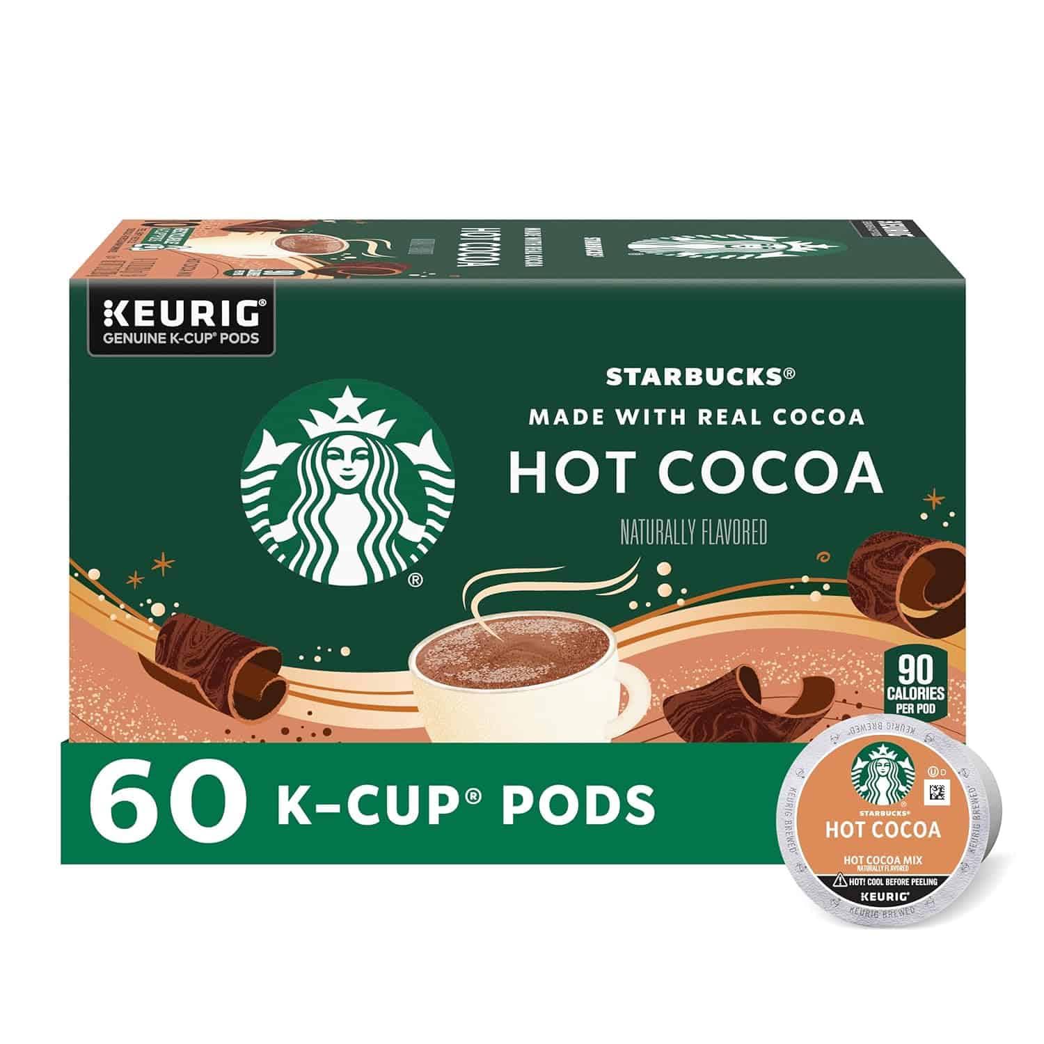 Starbucks Coffee K-Cup Pods, Naturally Flavored Hot Cocoa For  Coffee Makers, 6 Boxes (60 Pods Total)