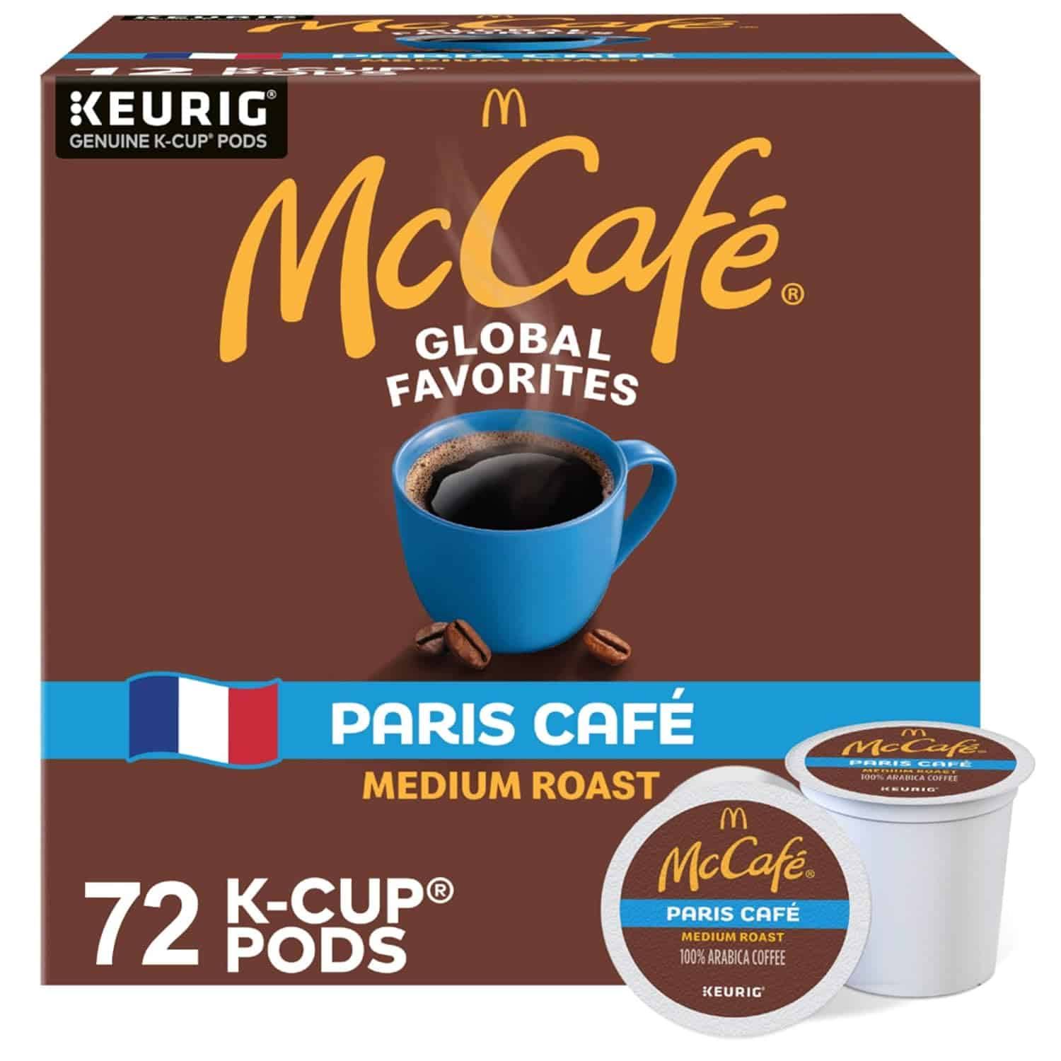 McCafe Paris Cafe, Single Serve Coffee  K-Cup Pods, Medium Roast Coffee, 72 Count (6 Packs of 12)