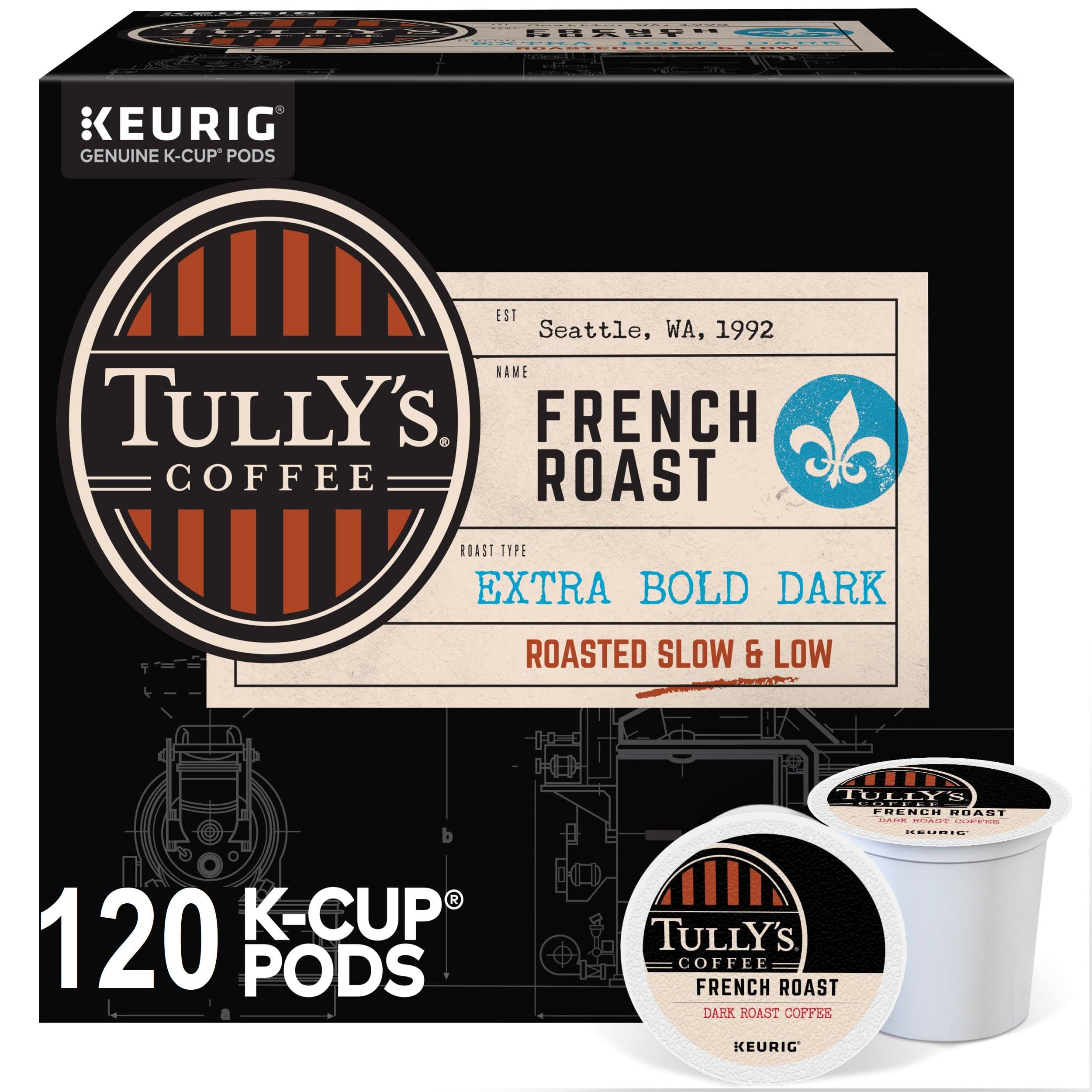Tully s Coffee, French Roast, Single-Serve  K-Cup Pods, Dark Roast Coffee, 120-Count (5 Boxes of 24 Pods)