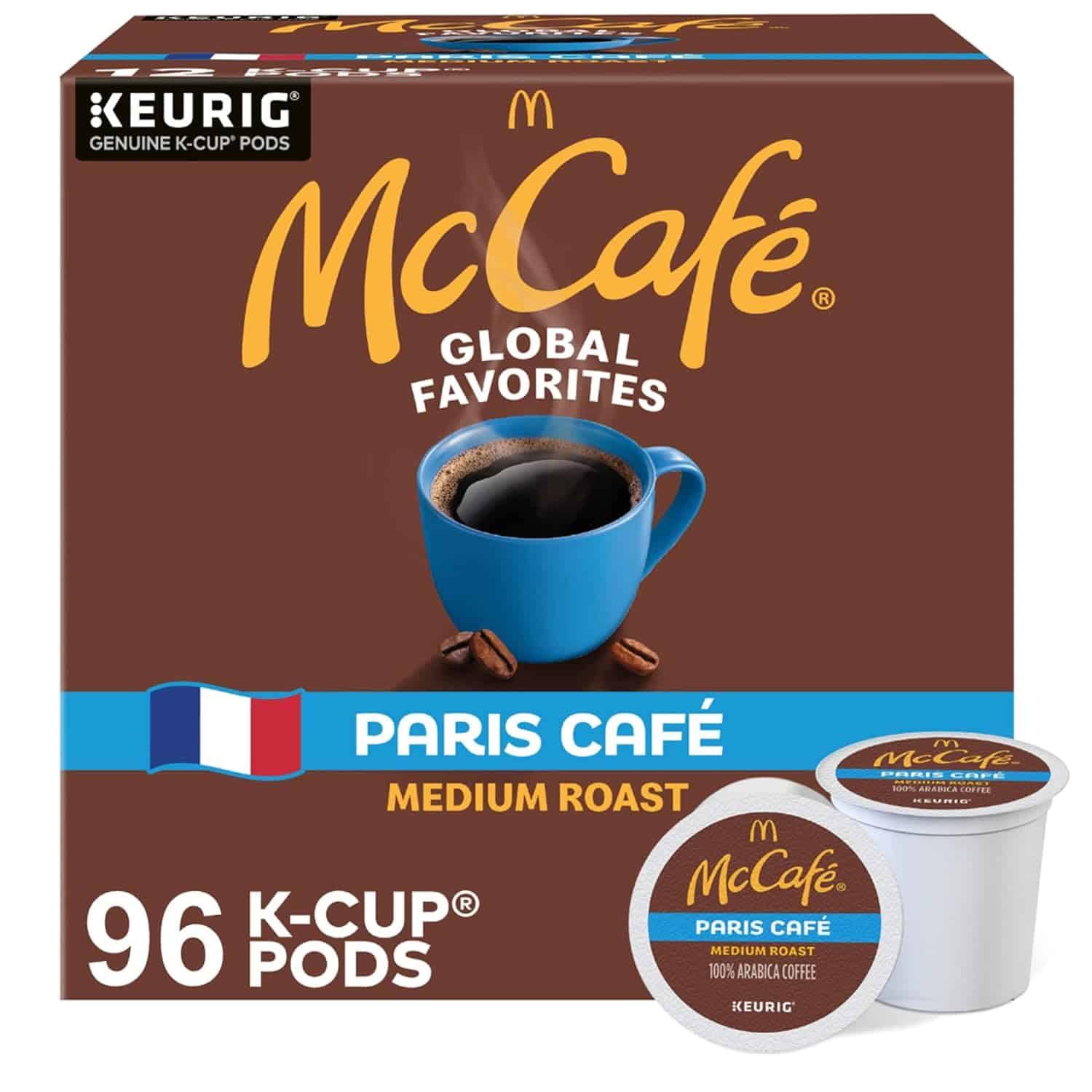 McCafe Paris Cafe, Single Serve Coffee  K-Cup Pods, Medium Roast Coffee, 96 Count (4 Packs of 24)