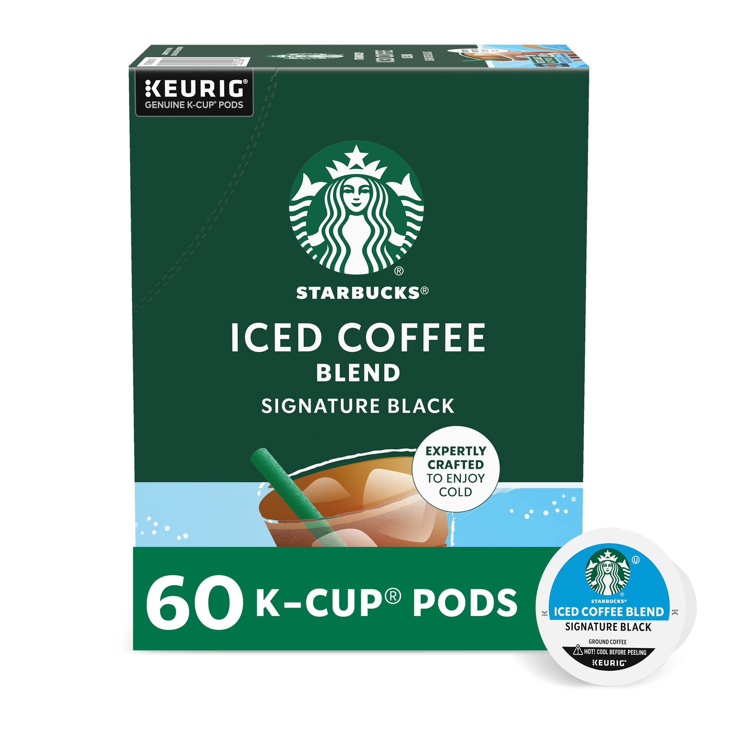 Starbucks K-Cup Coffee Pods, Medium Roast Iced Coffee Blend, Signature Black for  Coffee Makers, 6 Boxes (60 Pods Total)