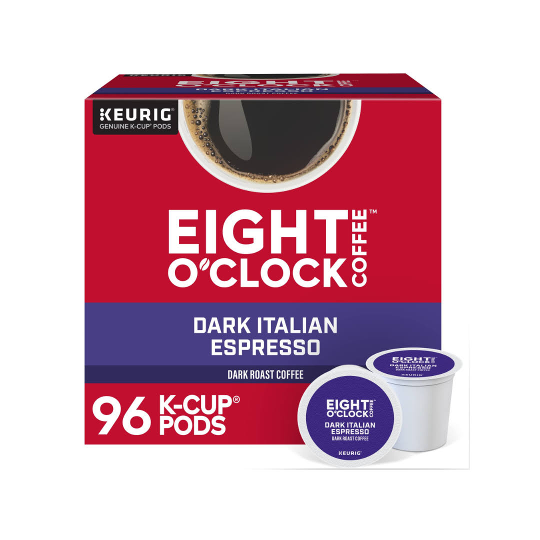 Eight O Clock Coffee Dark Italian Espresso Roast  Single-Serve K-Cup Pods, Dark Roast Coffee, 96 Count (4 Packs of 24)
