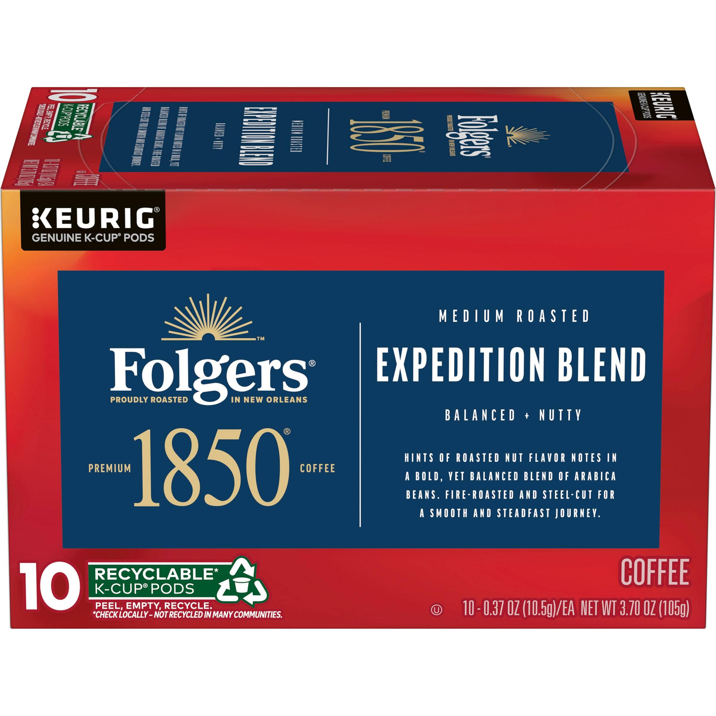 Folgers 1850 Expedition Blend Medium Roast Coffee, 60  K-Cup Pods