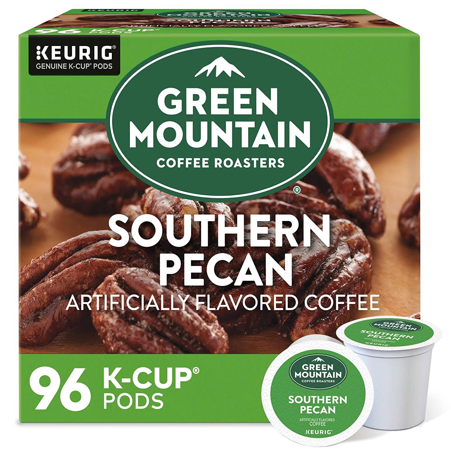 Green Mountain Coffee Roasters Southern Pecan, Single-Serve  K-Cup Pods, Flavored Light Roast, 96 Count (Pack of 4)
