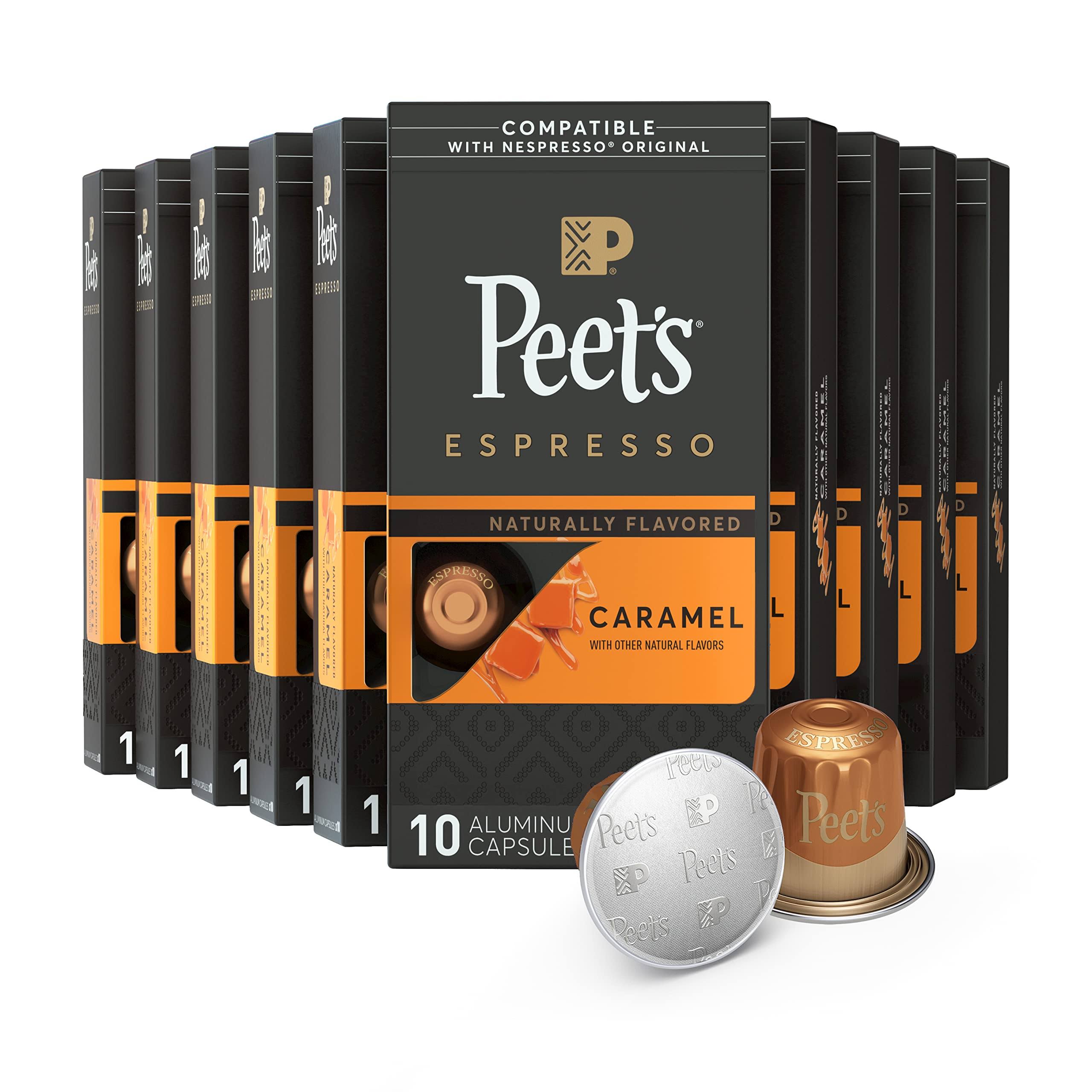 Peet s Coffee, Dark Roast Espresso Capsules, Caramel 100 Count (10 Boxes of 10 Espresso Pods)