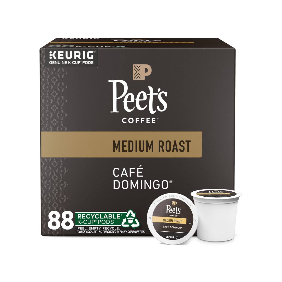 Peet s Coffee, Medium Roast K-Cup Pods for  Brewers   Café Domingo 88 Count (4 Boxes of 22 K-Cup Pods)