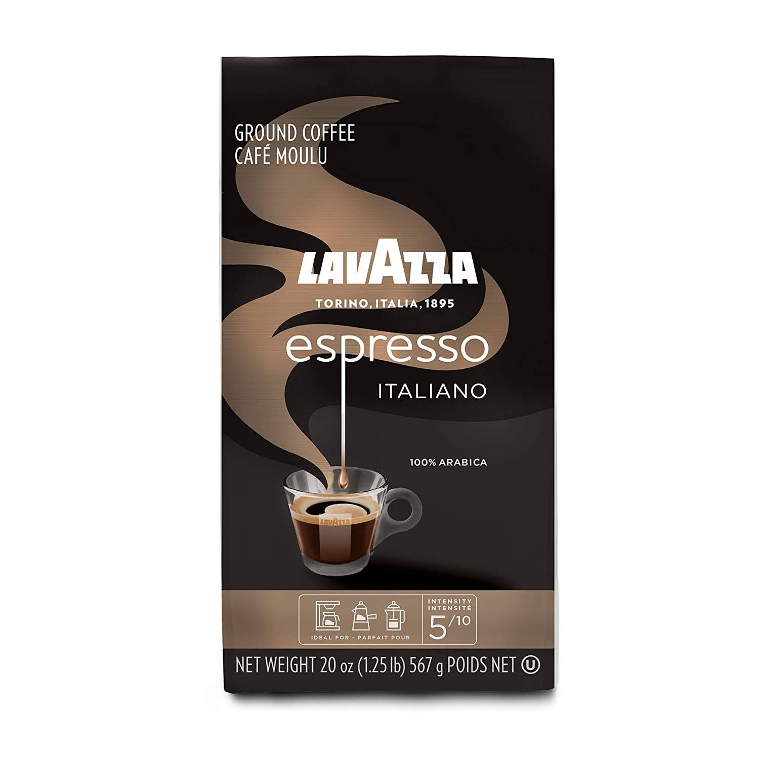 Lavazza Espresso Italiano Ground Coffee, 20 oz Soft Bag, Authentic Italian, Blended And Roated in Italy, Value Pack Pack of 6