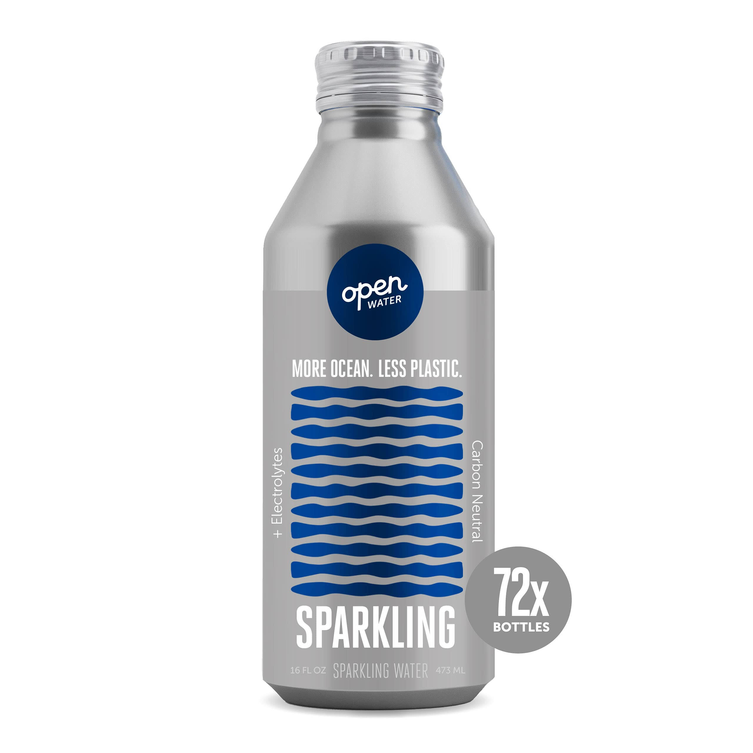 Open Water Sparkling Bottled Water with Electrolytes in 16-oz Aluminum Bottles (6 Cases, 72 bottles   Sparkling) | BPA-free and Eco friendly