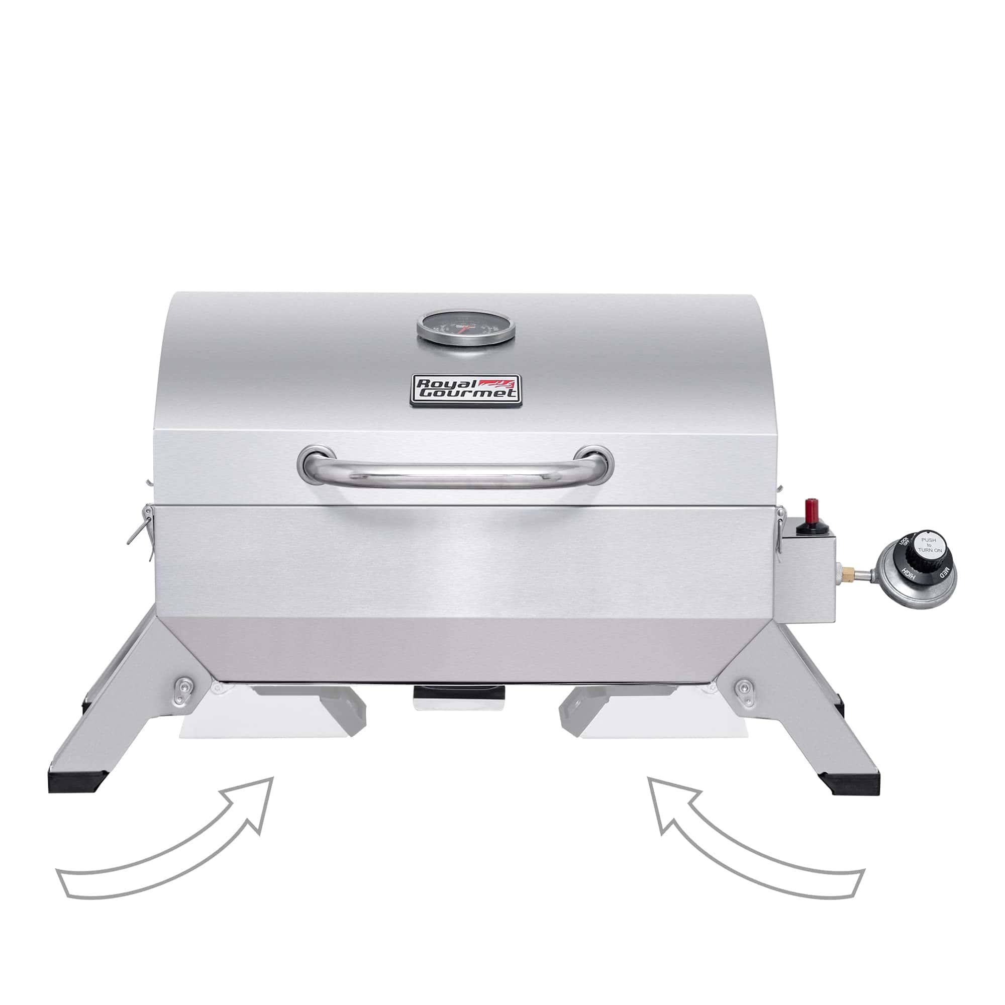 GT1001 Stainless Steel Portable Grill, 10000 BTU BBQ Tabletop Gas Grill, Silver