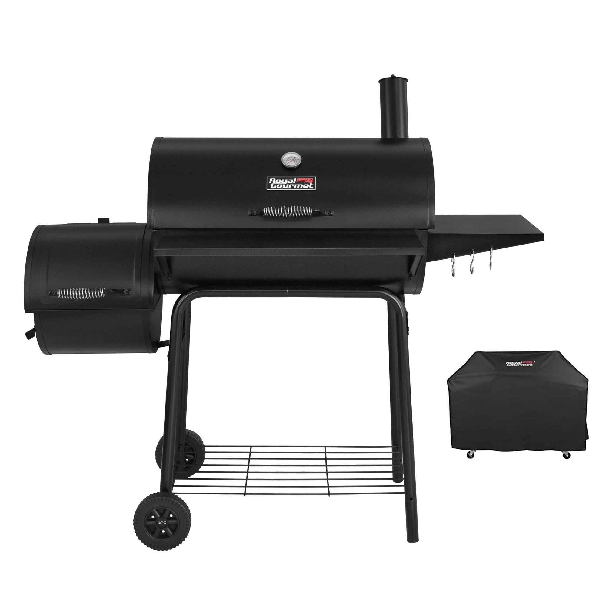 CC1830SC Charcoal Grill Offset Smoker with Cover, 811 Square Inches, Black